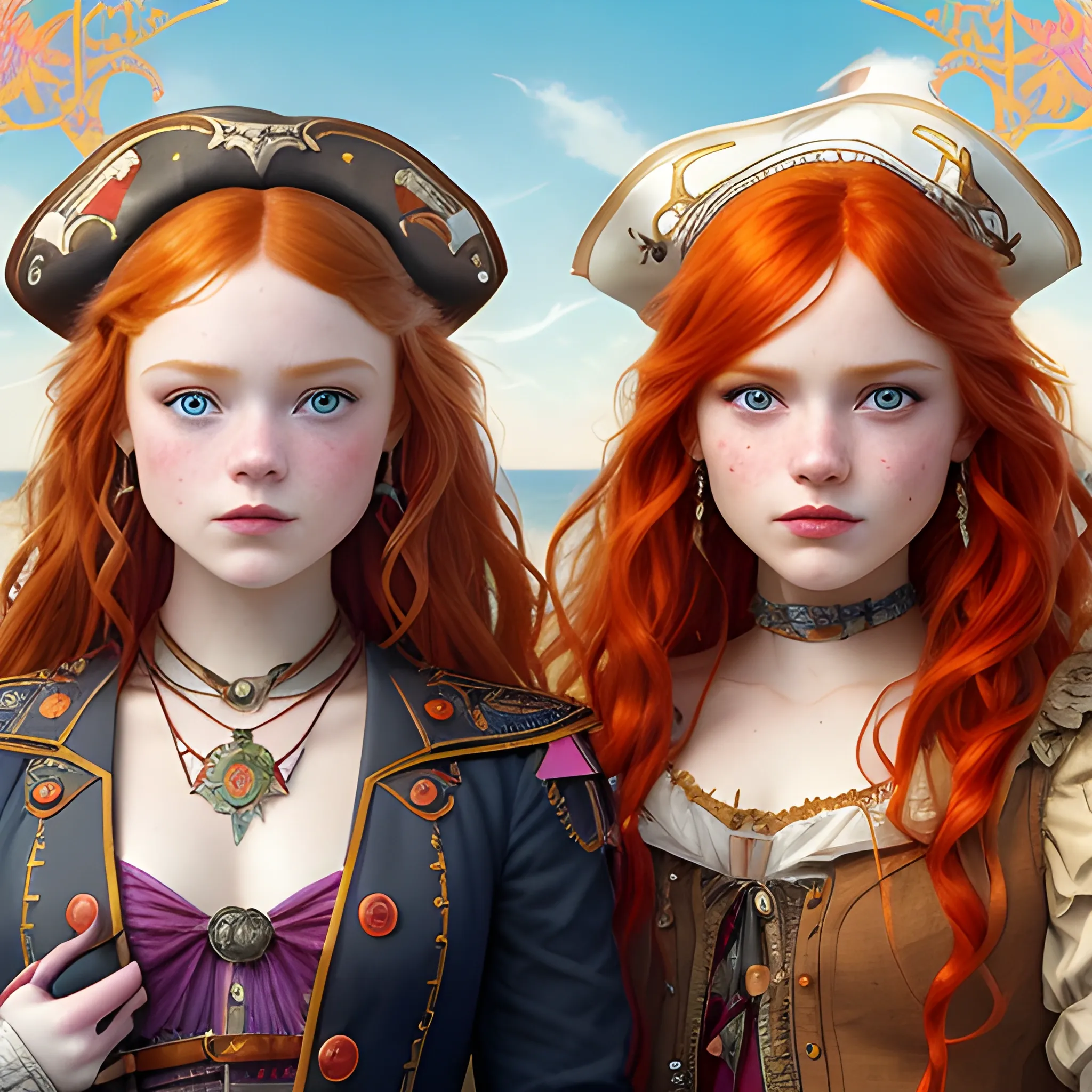 Sadie Sink and Bella Thorne doing cosplay as pirates, highly det... -  Arthub.ai