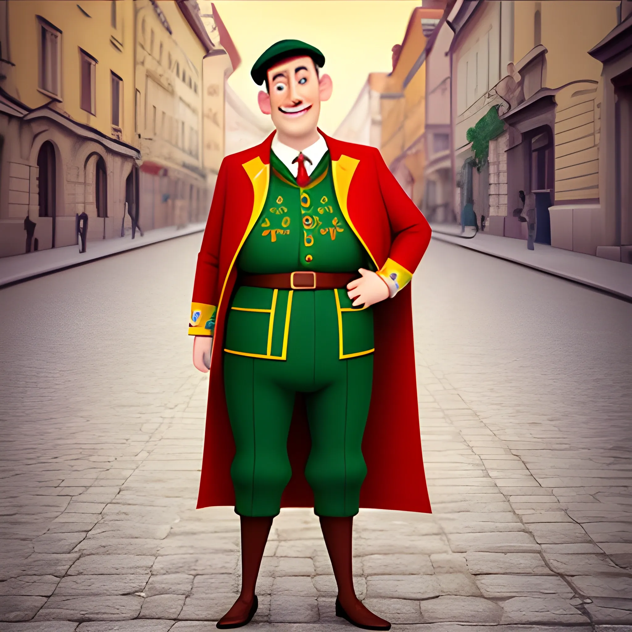 Hungarian man wearing national Hungarian clothing, pixar movie style