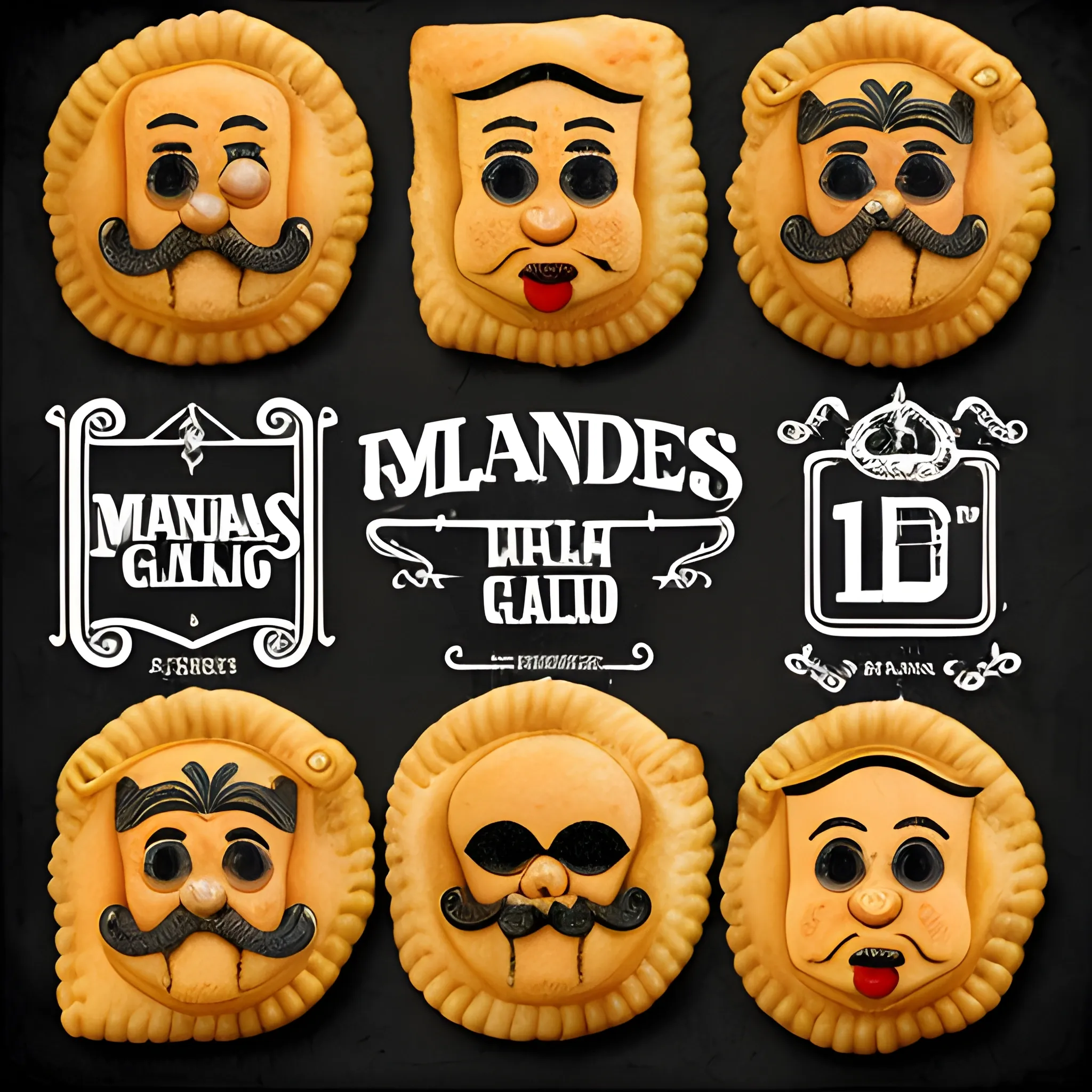 empanades gallegas like peaky blinder gang, mafia, dos empanadas rectangulares, Semejante con la diferencia en sus bordes como la versión de Mario y Luigi yakuza elegante Traficantes de ricas empanadas rectangulares , Cartoon, 3D, logo cartoon 