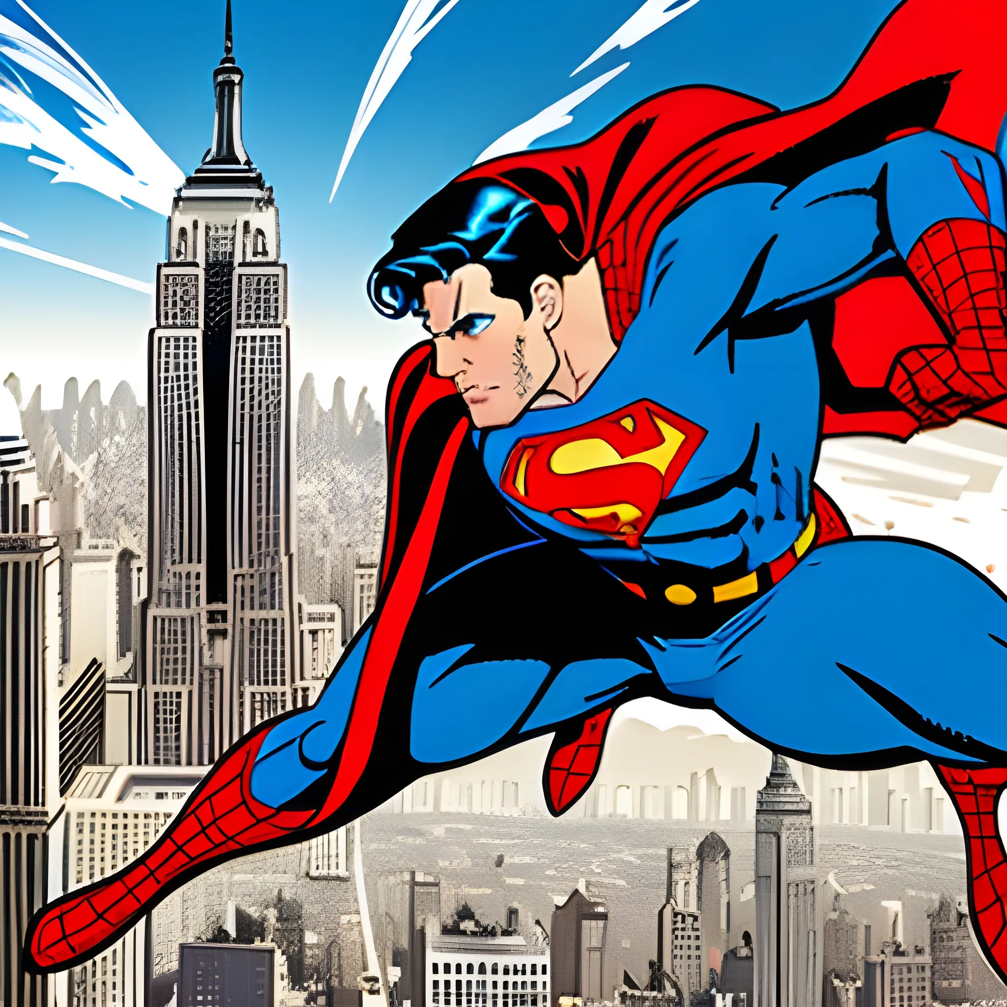 superman versus spiderman imagen de fondo new york, Cartoon