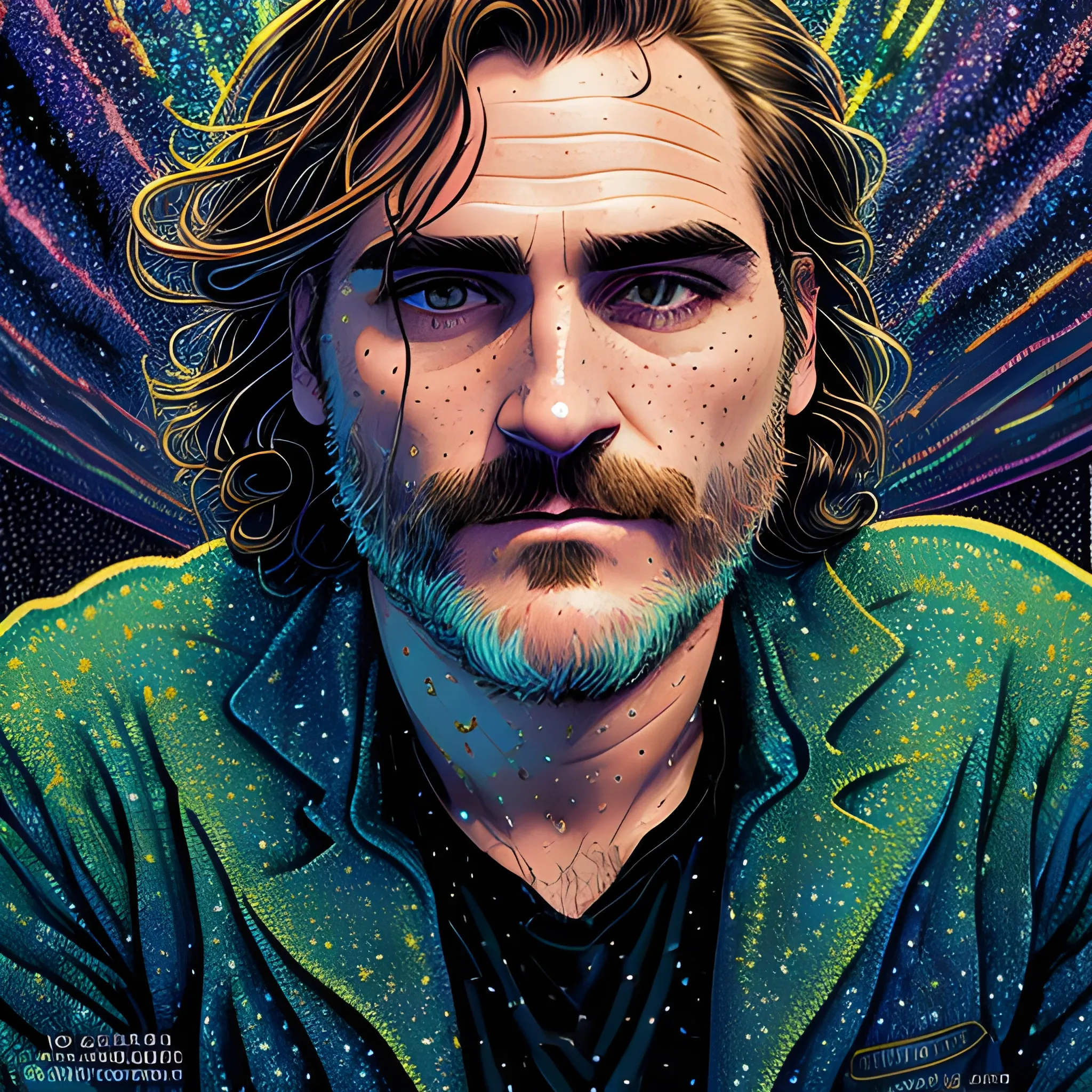 Joaquin Phoenix, his highly detailed, softly freckled handsome f ...