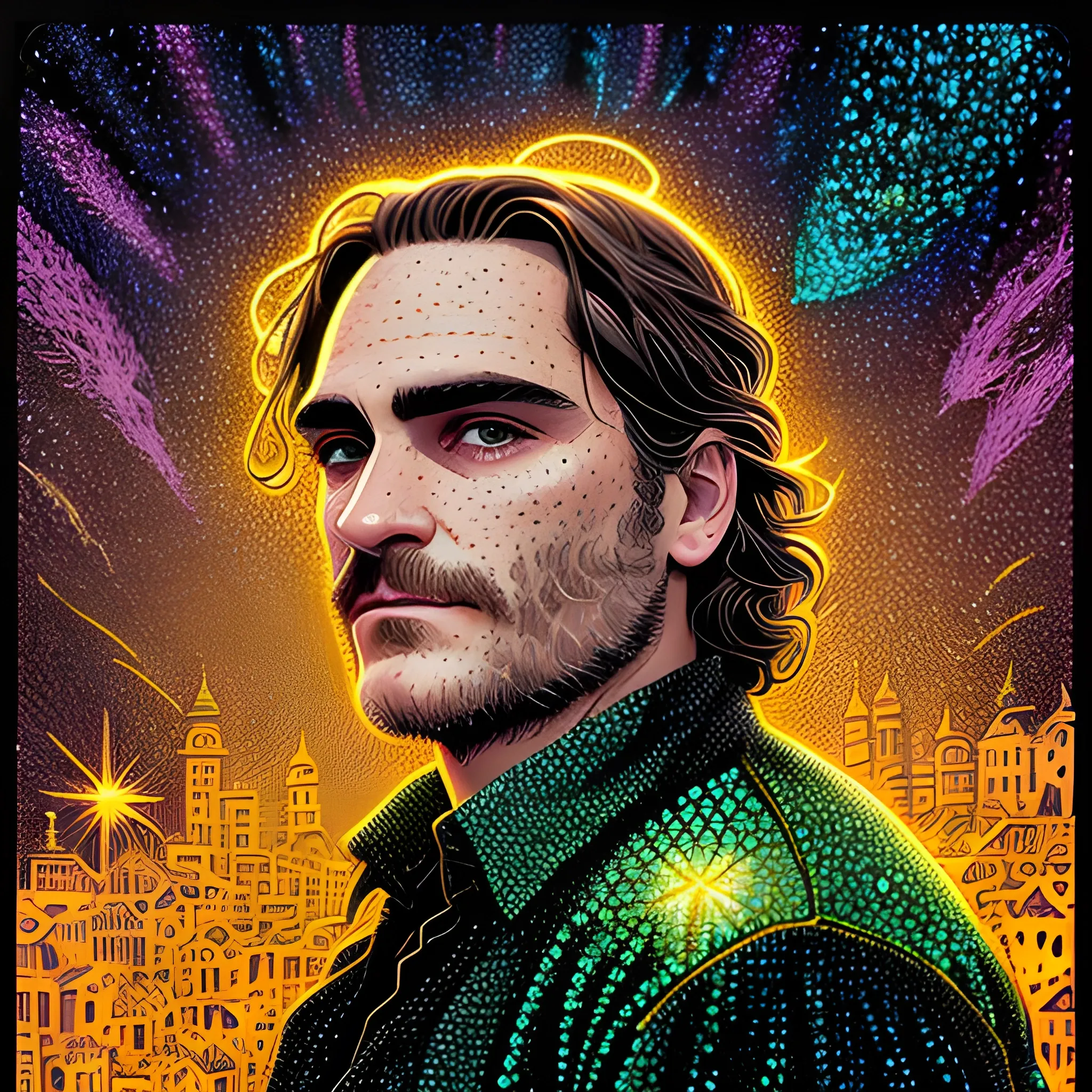 Joaquin Phoenix, his highly detailed, softly freckled handsome f ...