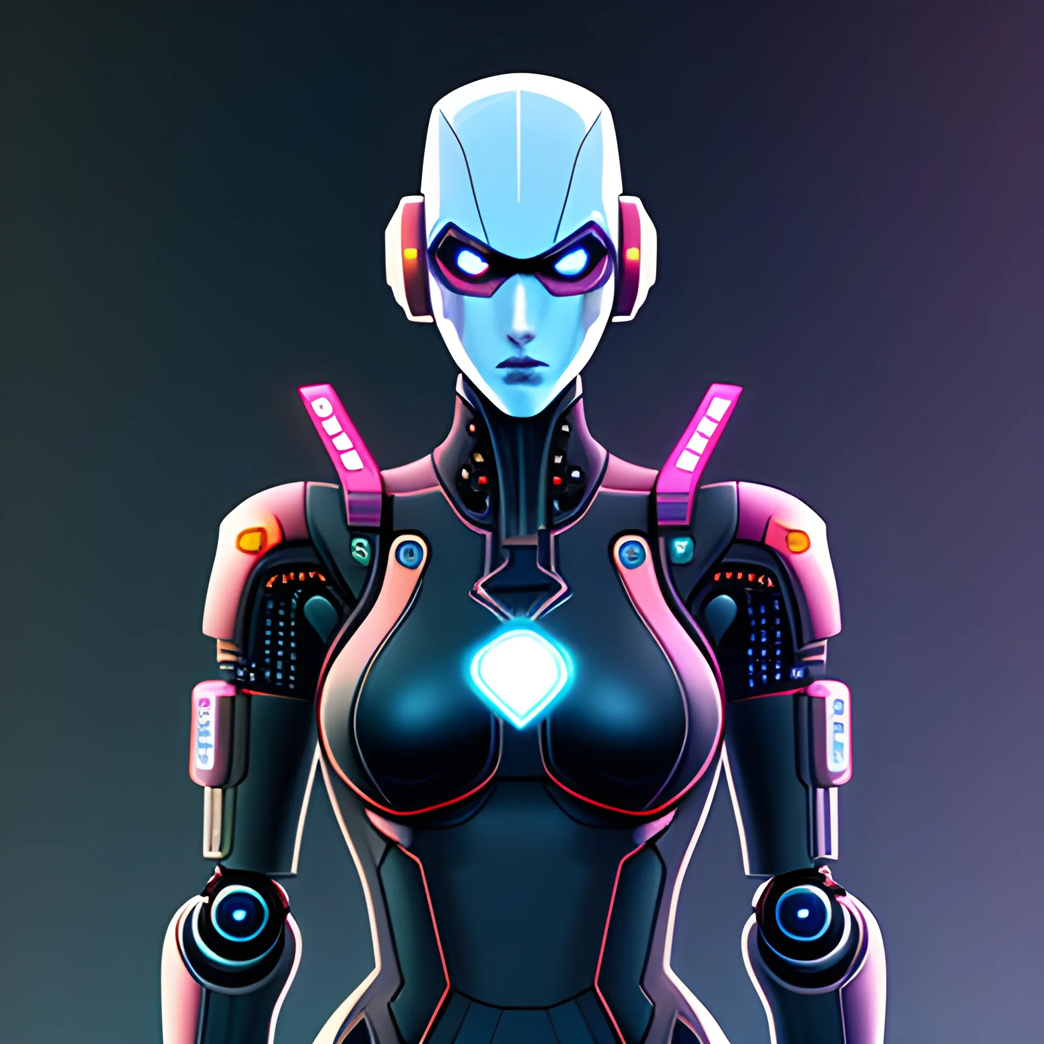 kid robot cyberpunk style, Cartoon