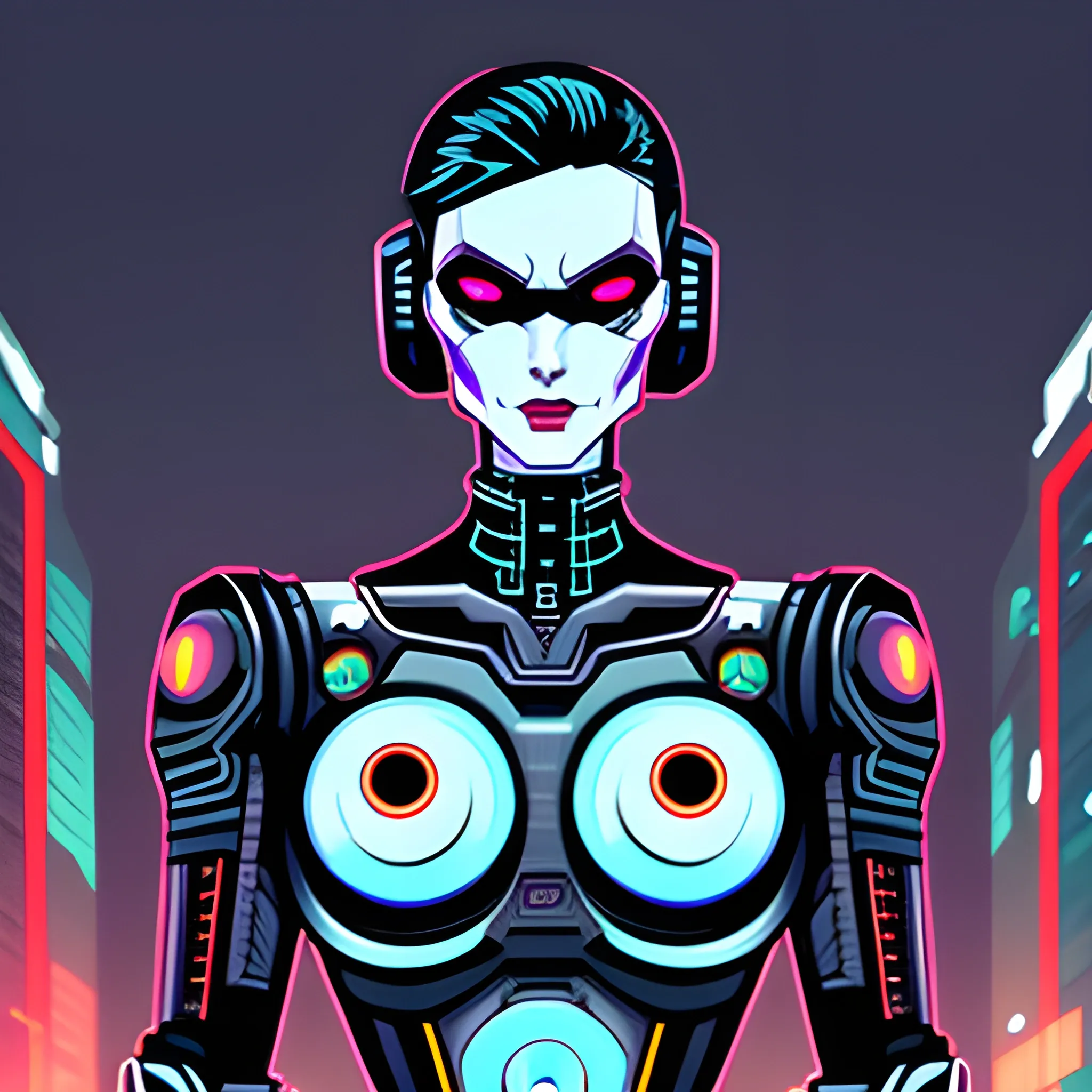 kid robot cyberpunk style, Cartoon