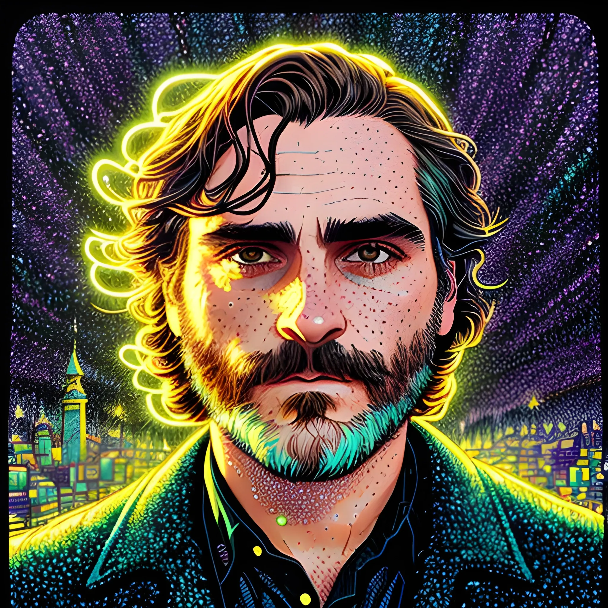 Joaquin Phoenix, his highly detailed, softly freckled handsome f ...