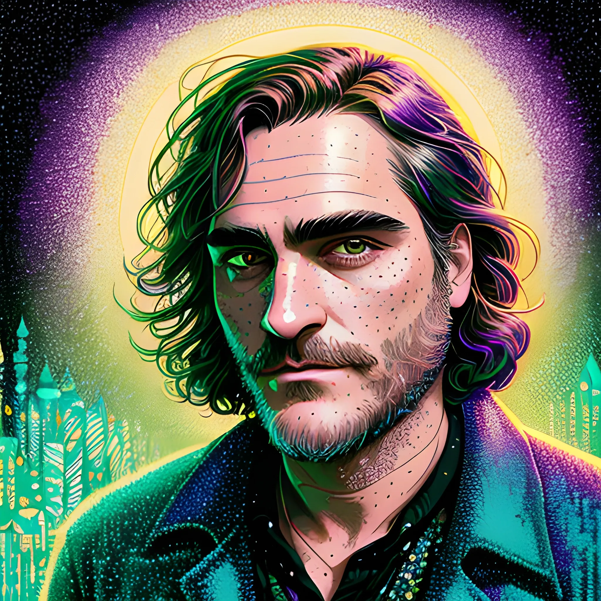 Joaquin Phoenix, his highly detailed, softly freckled handsome f ...