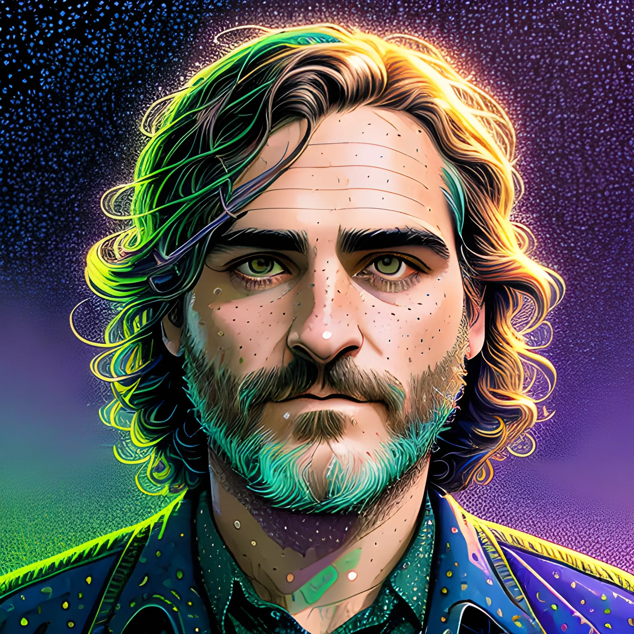 Joaquin Phoenix, his highly detailed, softly freckled handsome f ...