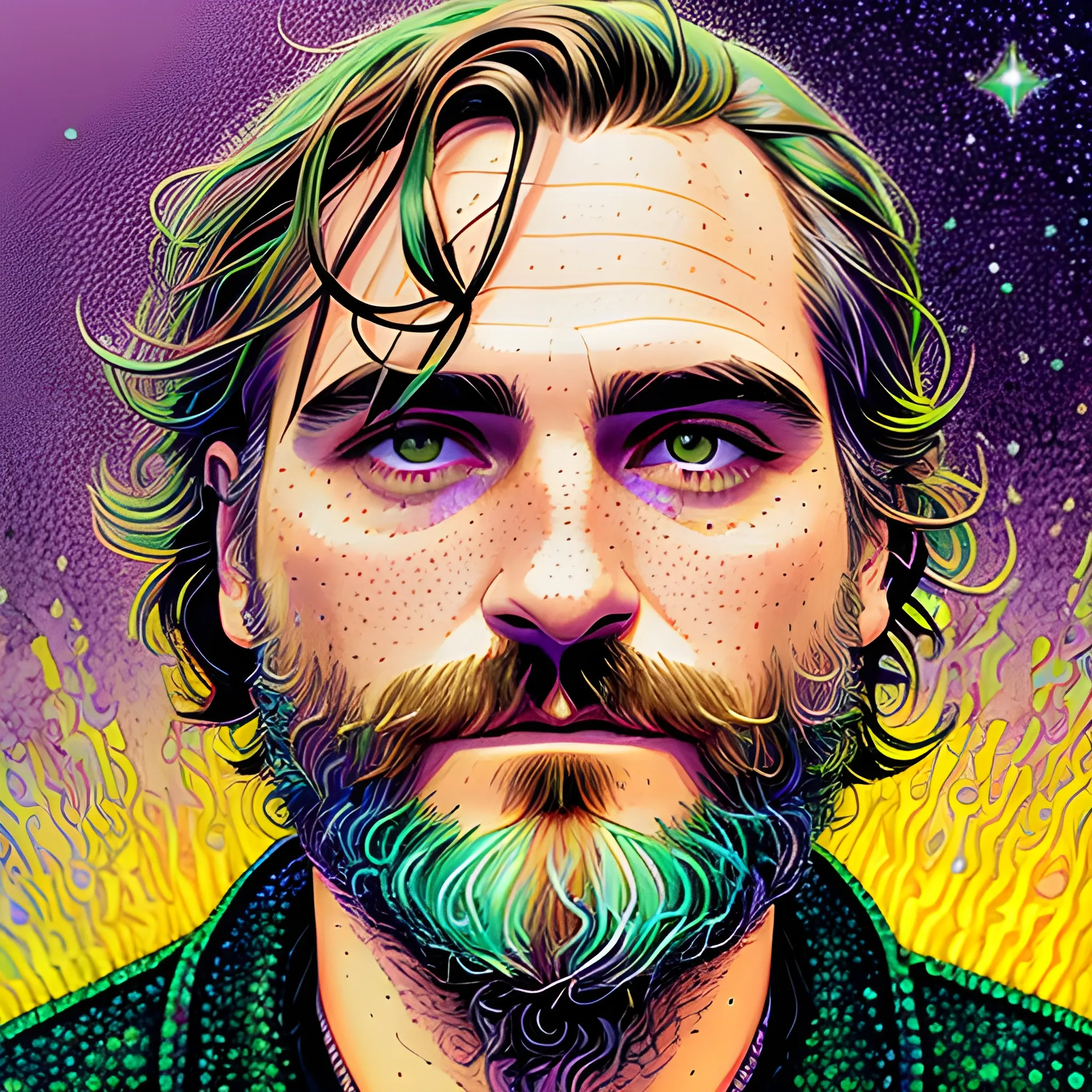 Joaquin Phoenix, his highly detailed, softly freckled handsome f ...