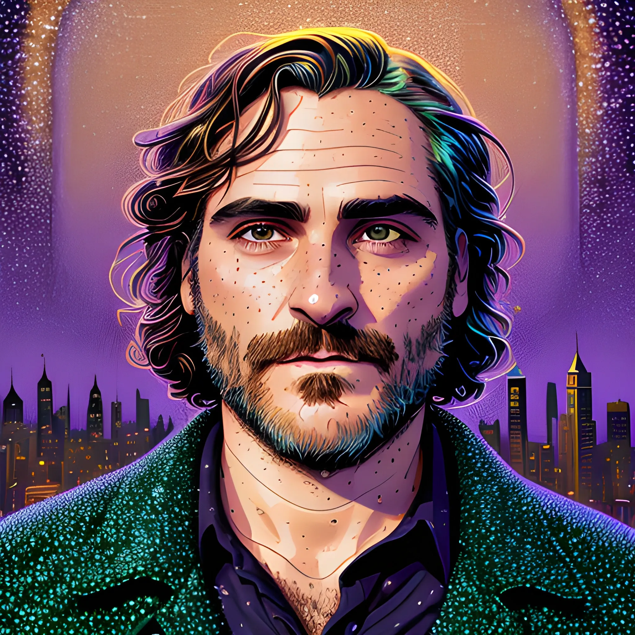 Joaquin Phoenix, his highly detailed, softly freckled handsome f ...