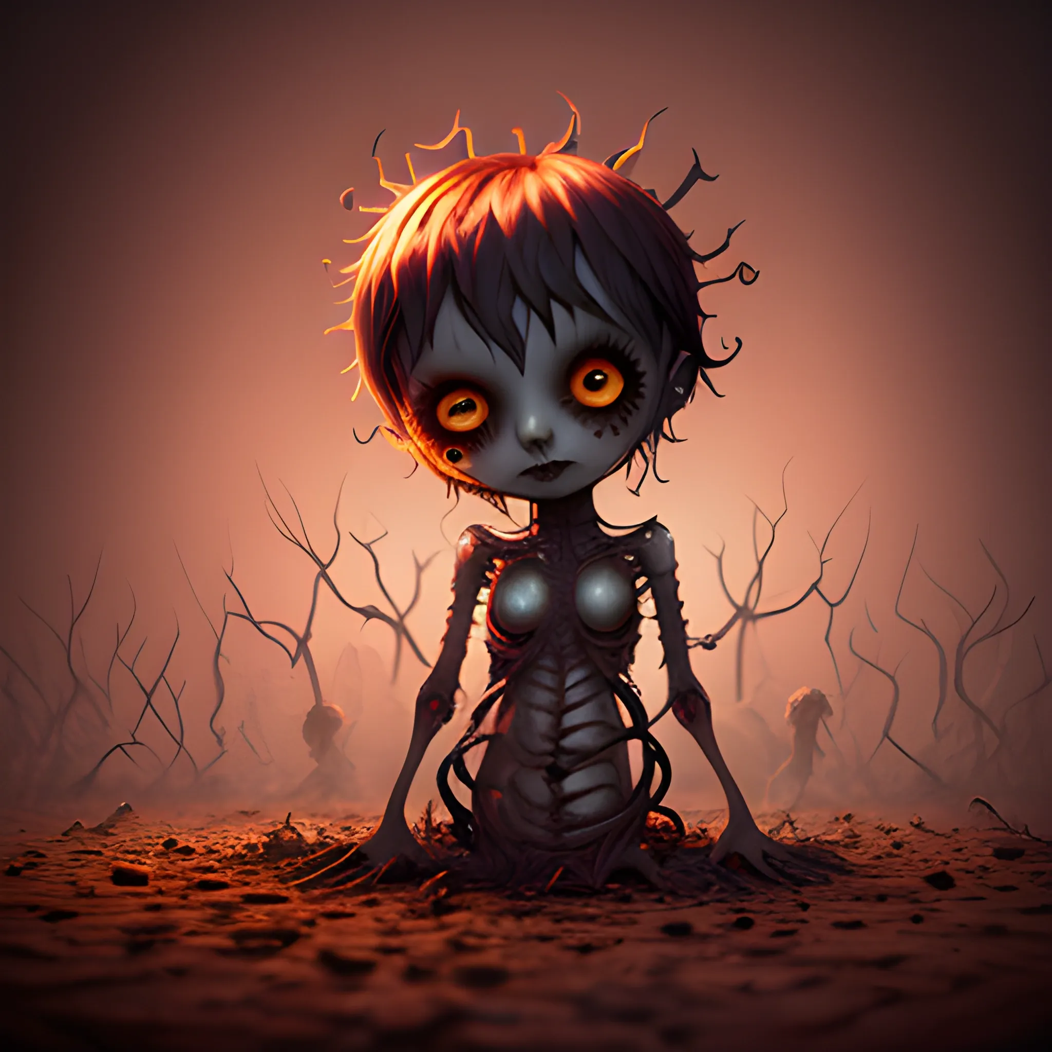 cute petite sunflower gothic pixie body mutilation gore chopped flesh snuff 8k resolution concept art Eldritch hyperdetailed dynamic lighting ominous horror