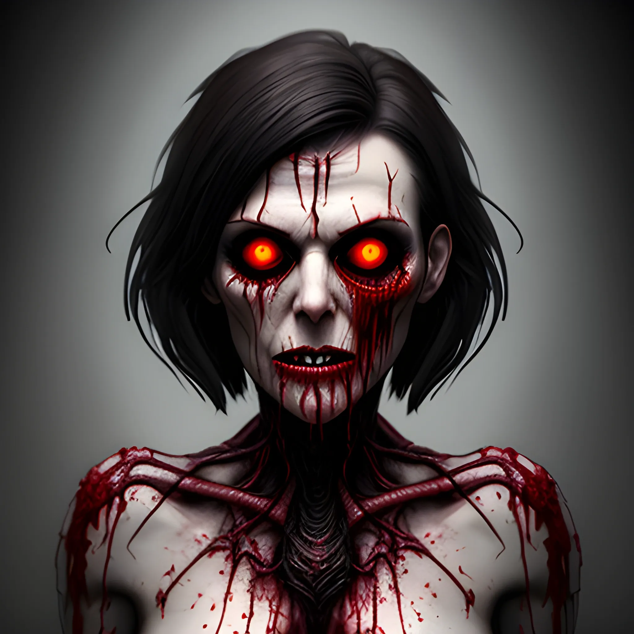 cute petite sunflower gothic pixie girl with short dark shaggy hair, body mutilation gore chopped flesh 8k resolution concept art Eldritch hyperdetailed dynamic lighting ominous horror, hollowed eyes, blood dripping, photorealistic, surreal 