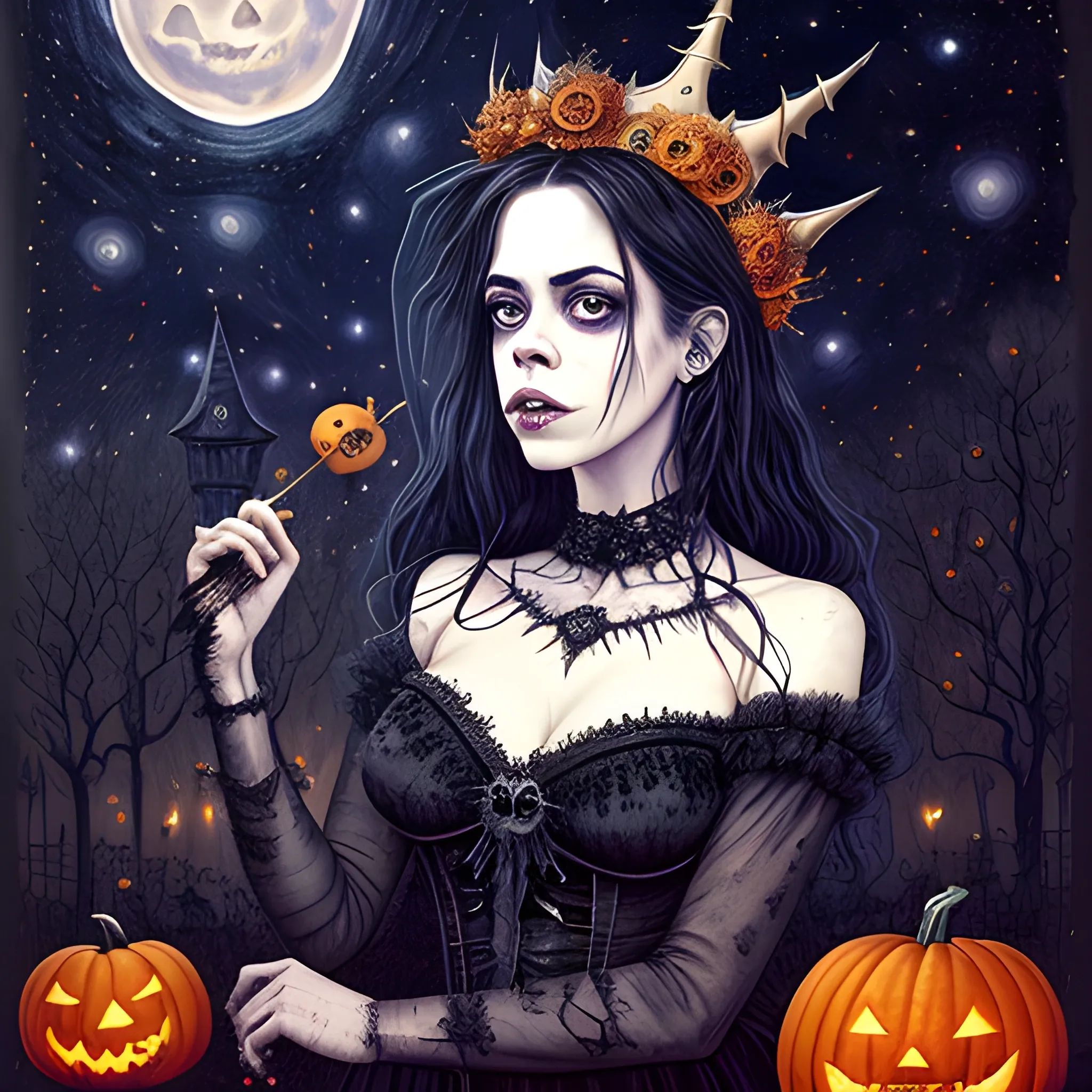 finely detailed eyes, Fairuza Balk as a Halloween Witch with an ... -  Arthub.ai