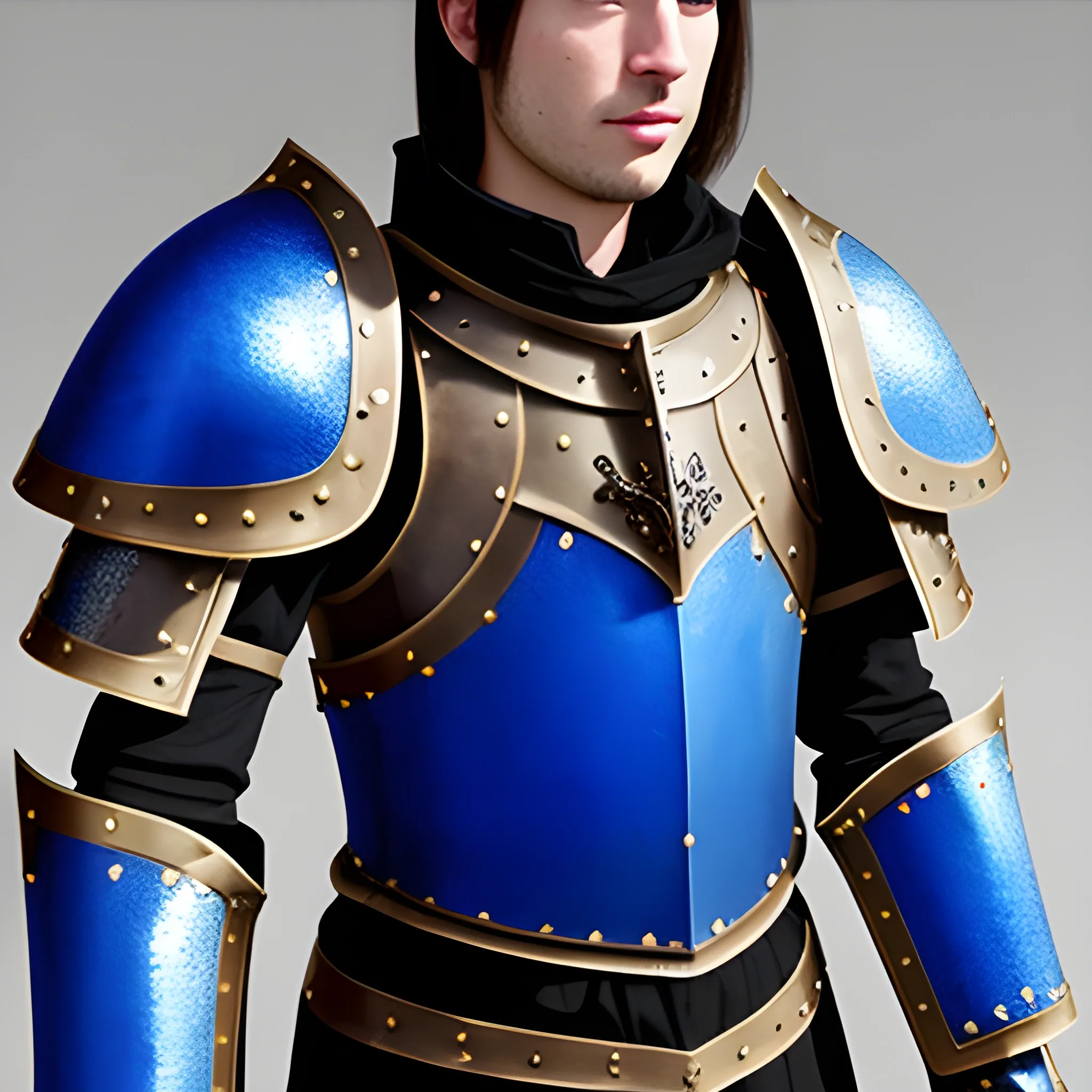 full medieval black and blue armor