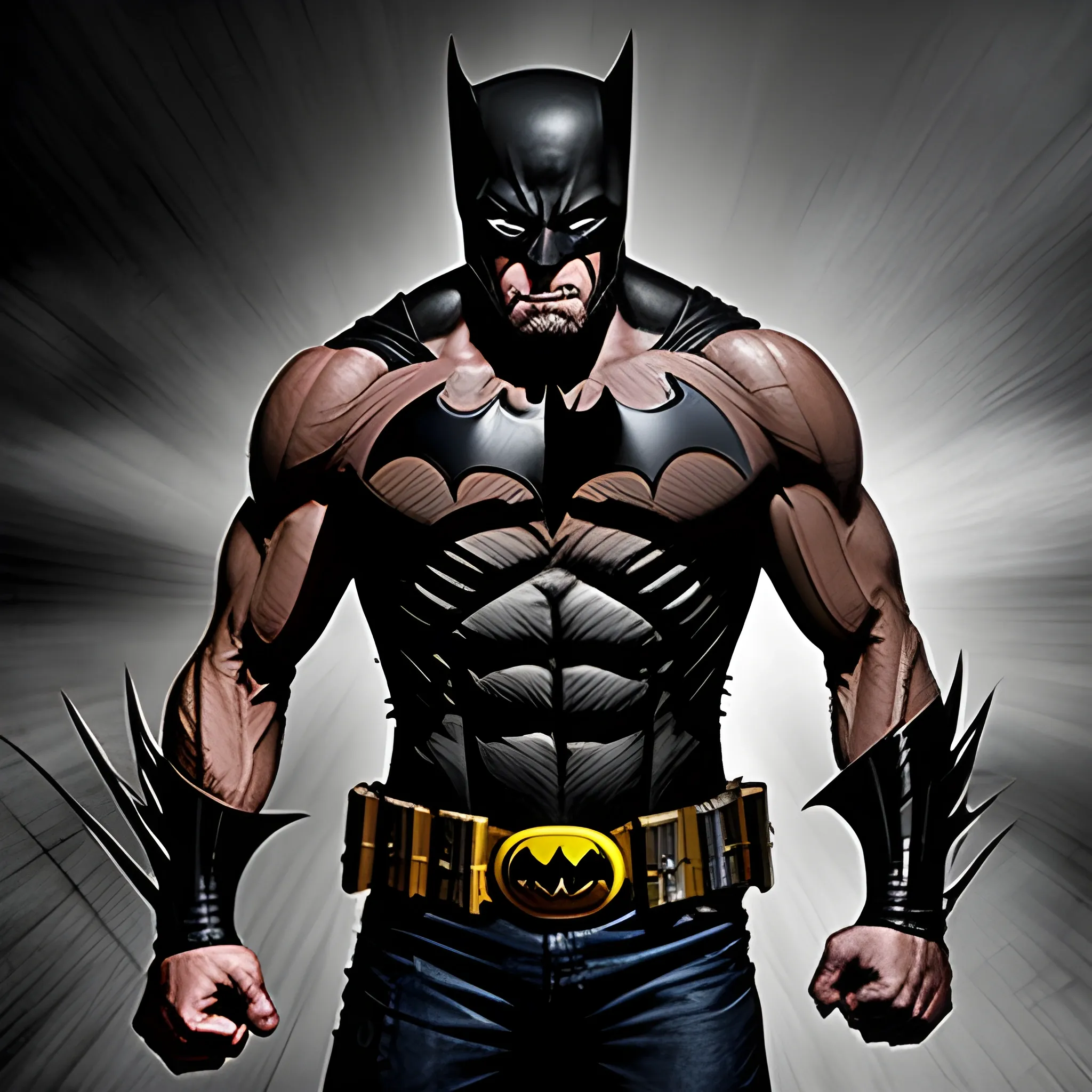 Fusion de wolverine y batman por Zack Snyder cuerpo completo 