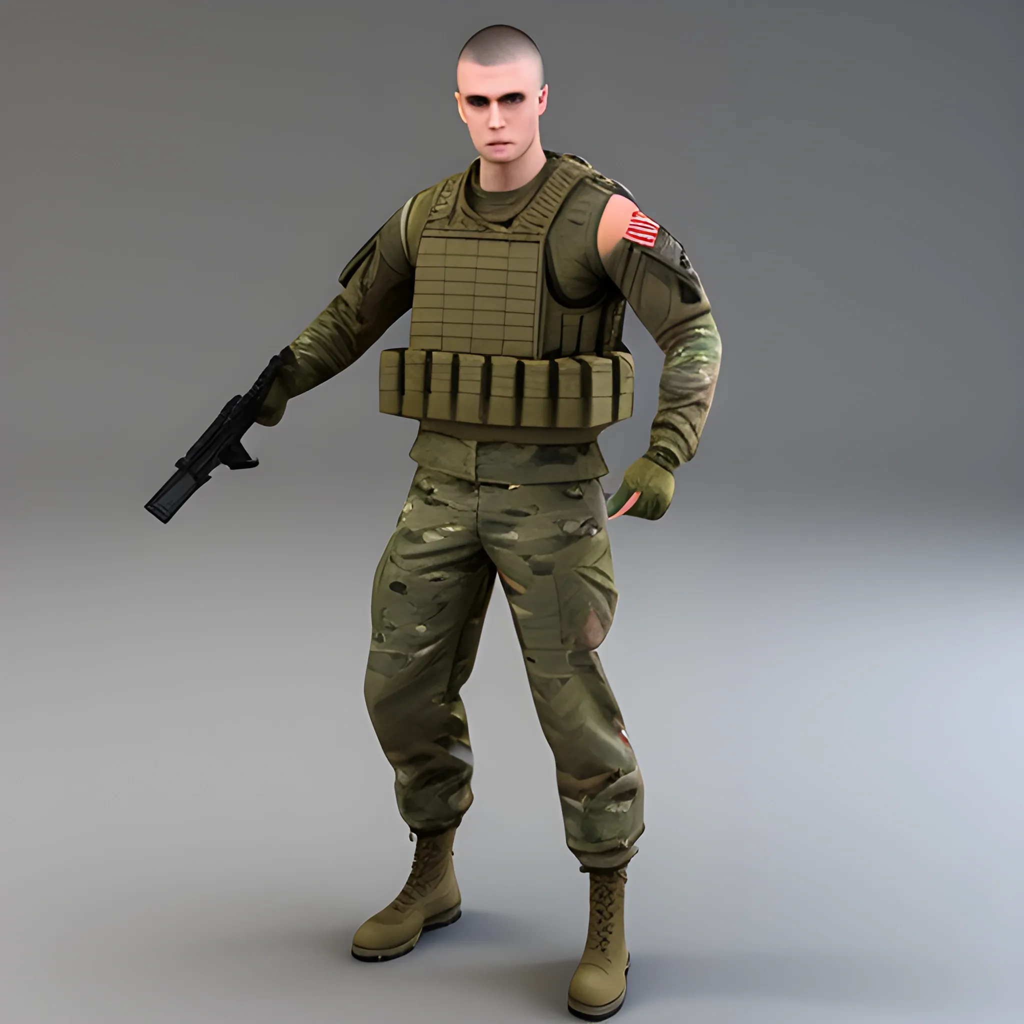 3d,a Guy Who's On Is Way To The Army To Become A Soldier The Gu 