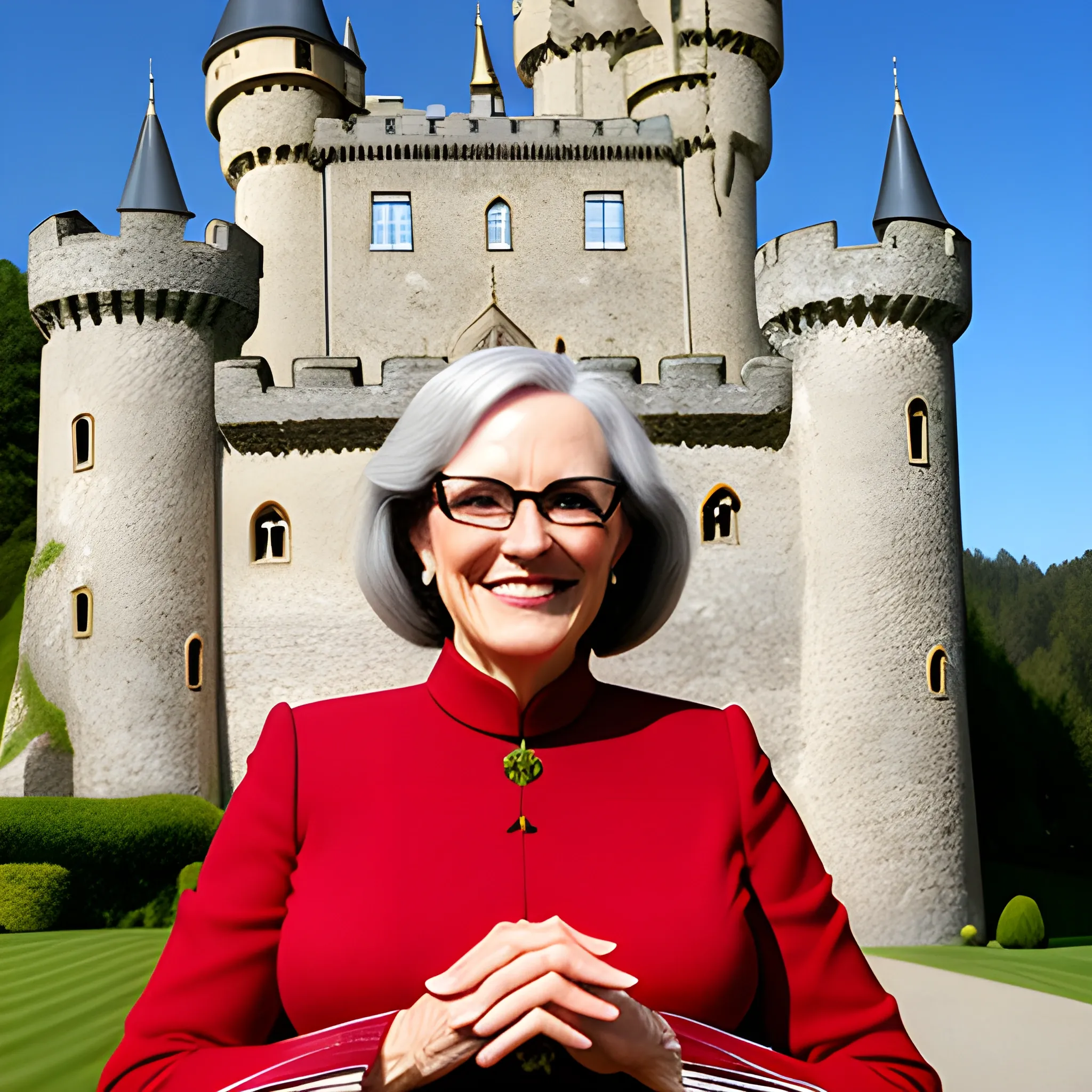 Lively girl in the castle, cute and friendly