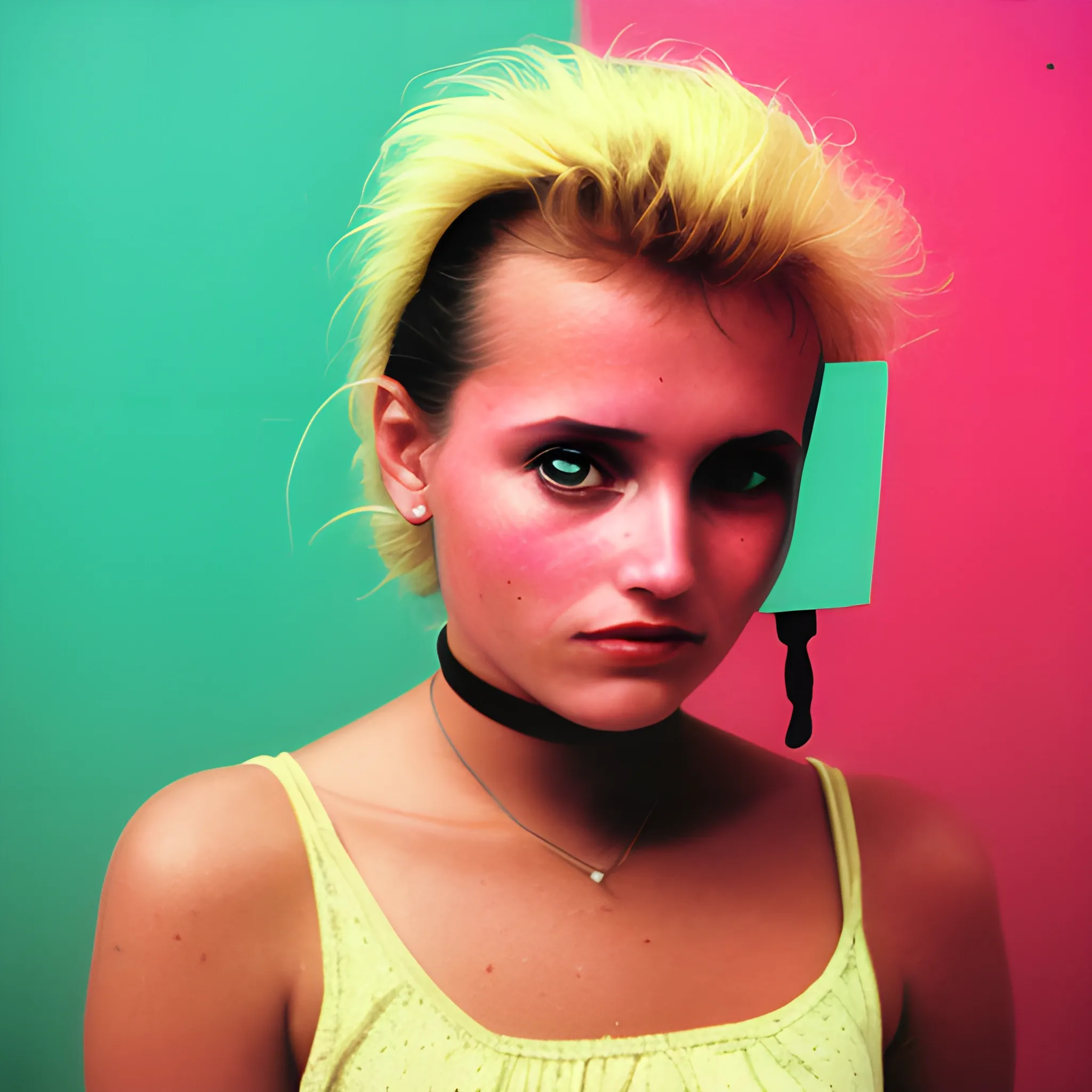 80s, overdeveloped photo of a woman