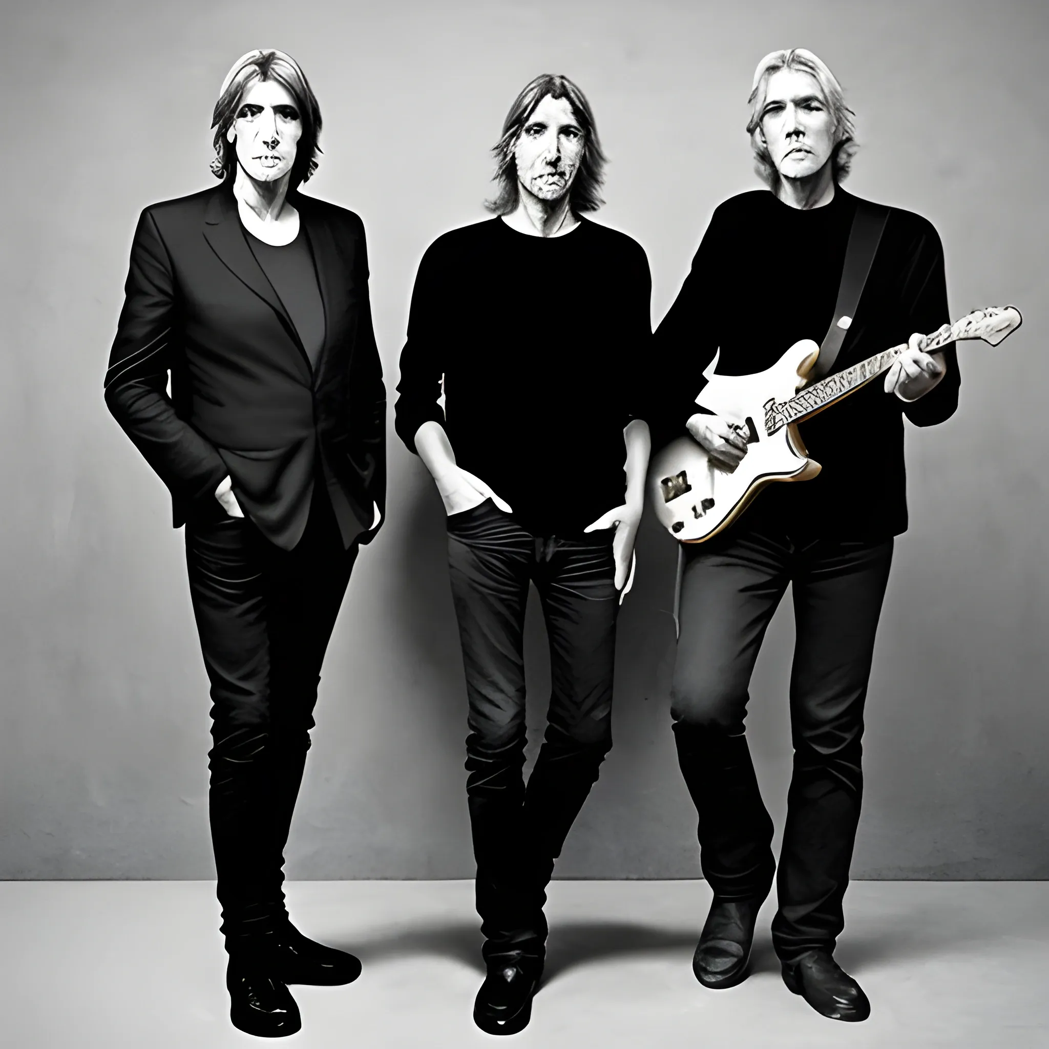 Haz un retrato de David guilmur , Nick meson, Roger waters y Richard Wright 