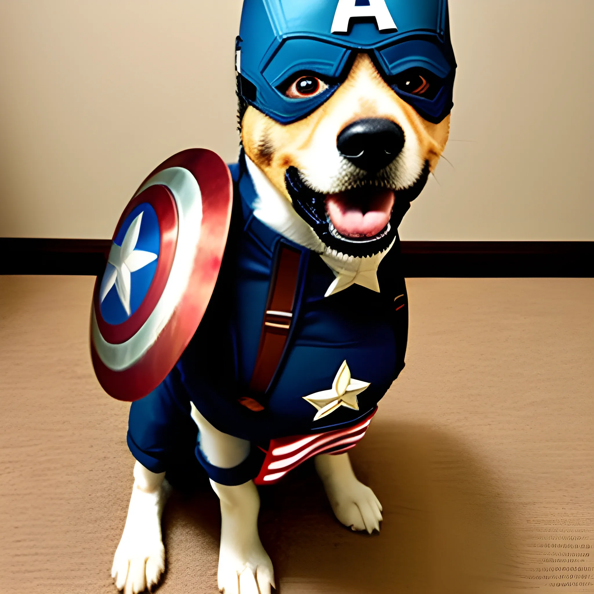 a dog as captain america