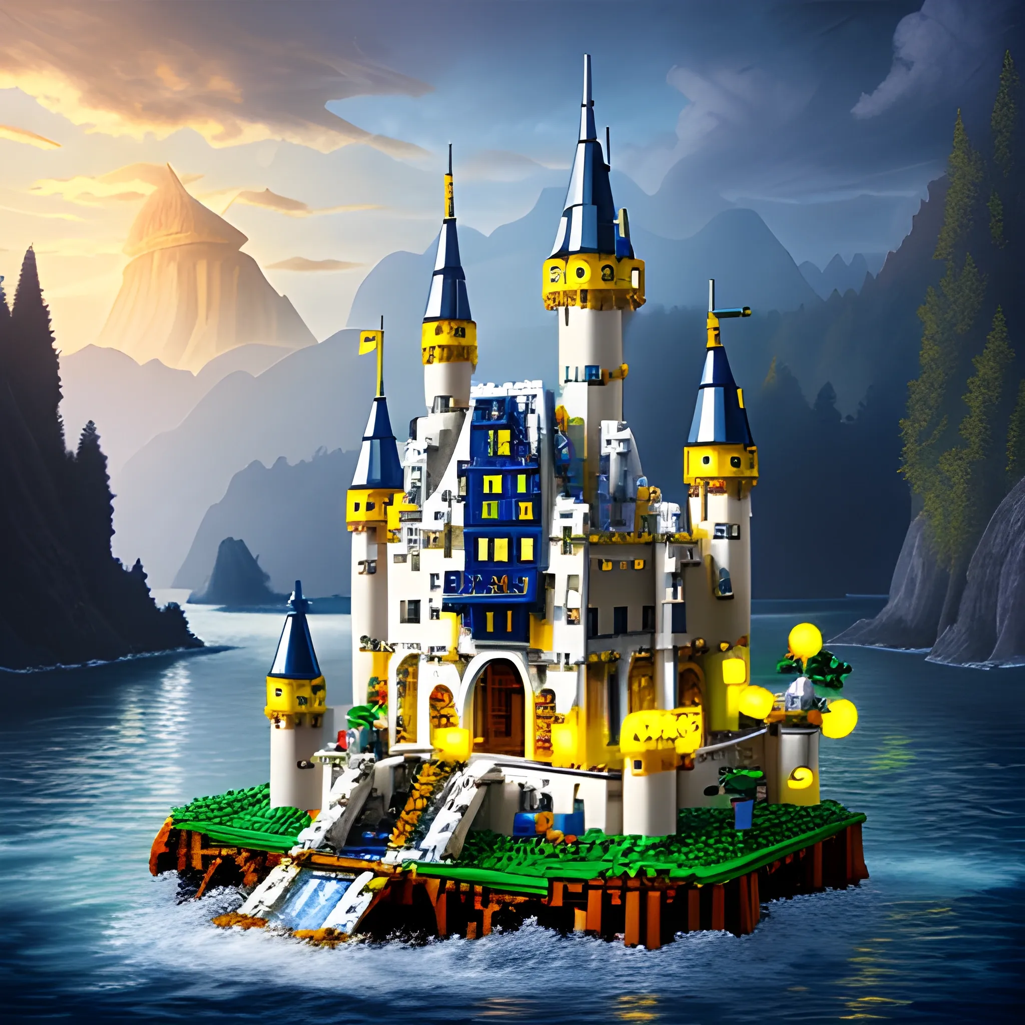 LEGO castle, celestia, eden, river, fantasy artwork, award winning, very very very very very very very beautiful scenery, artstation