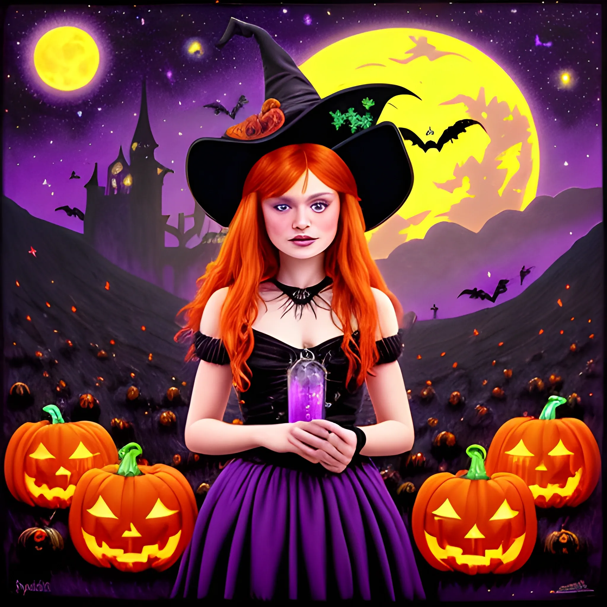 Bella Thorne / Sadie Sink face morph as a Halloween Witch, weari ...