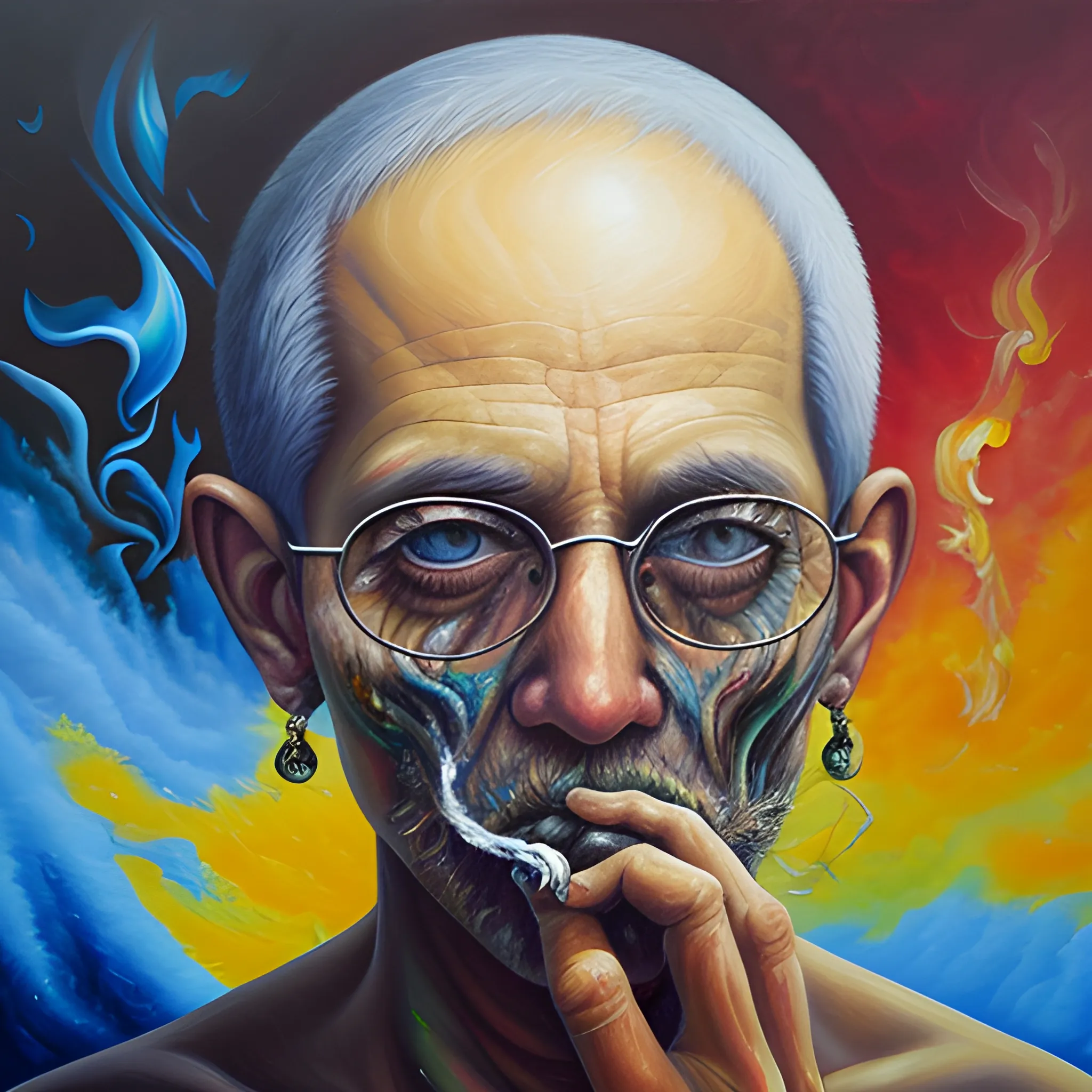 Oil Painting, Trippy,TOPIC:NO SMOKING,many details