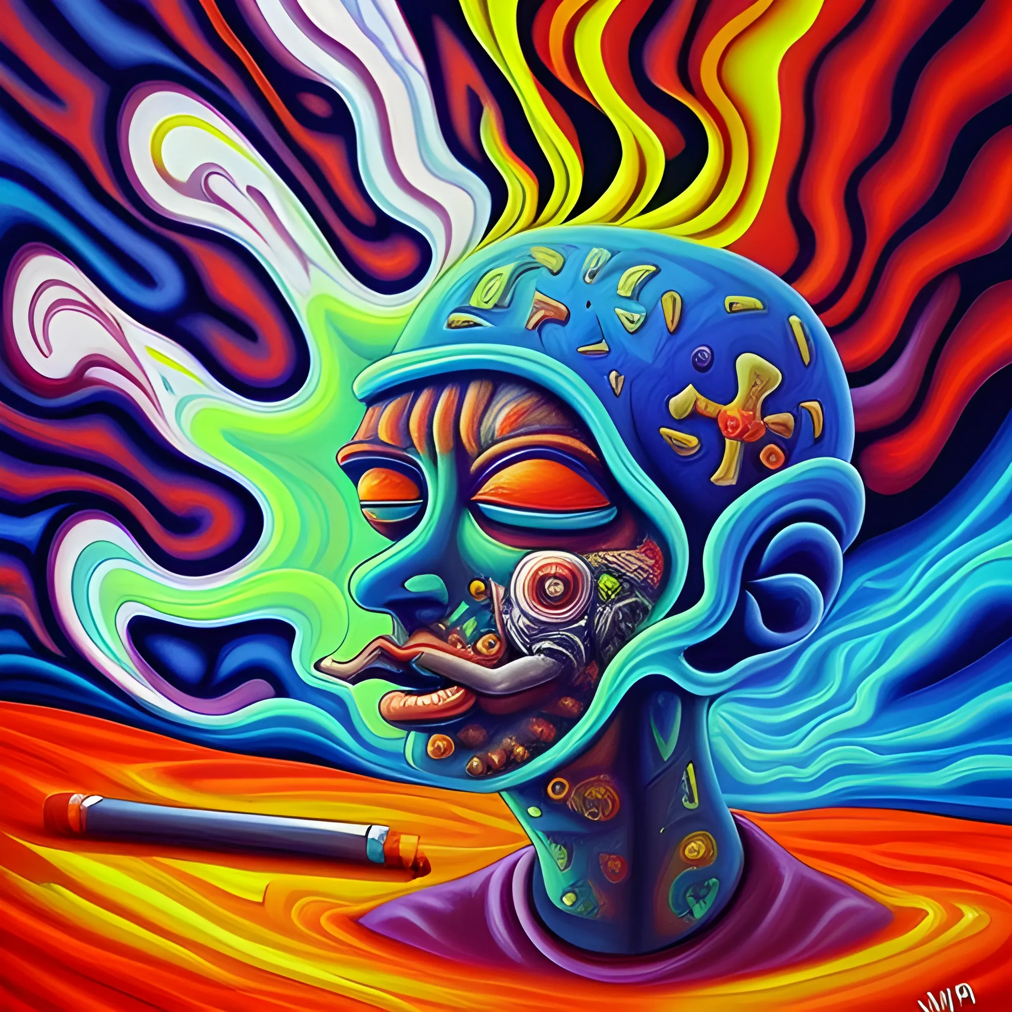 , Cartoon, Oil Painting, Trippy,TOPIC:NO SMOKING