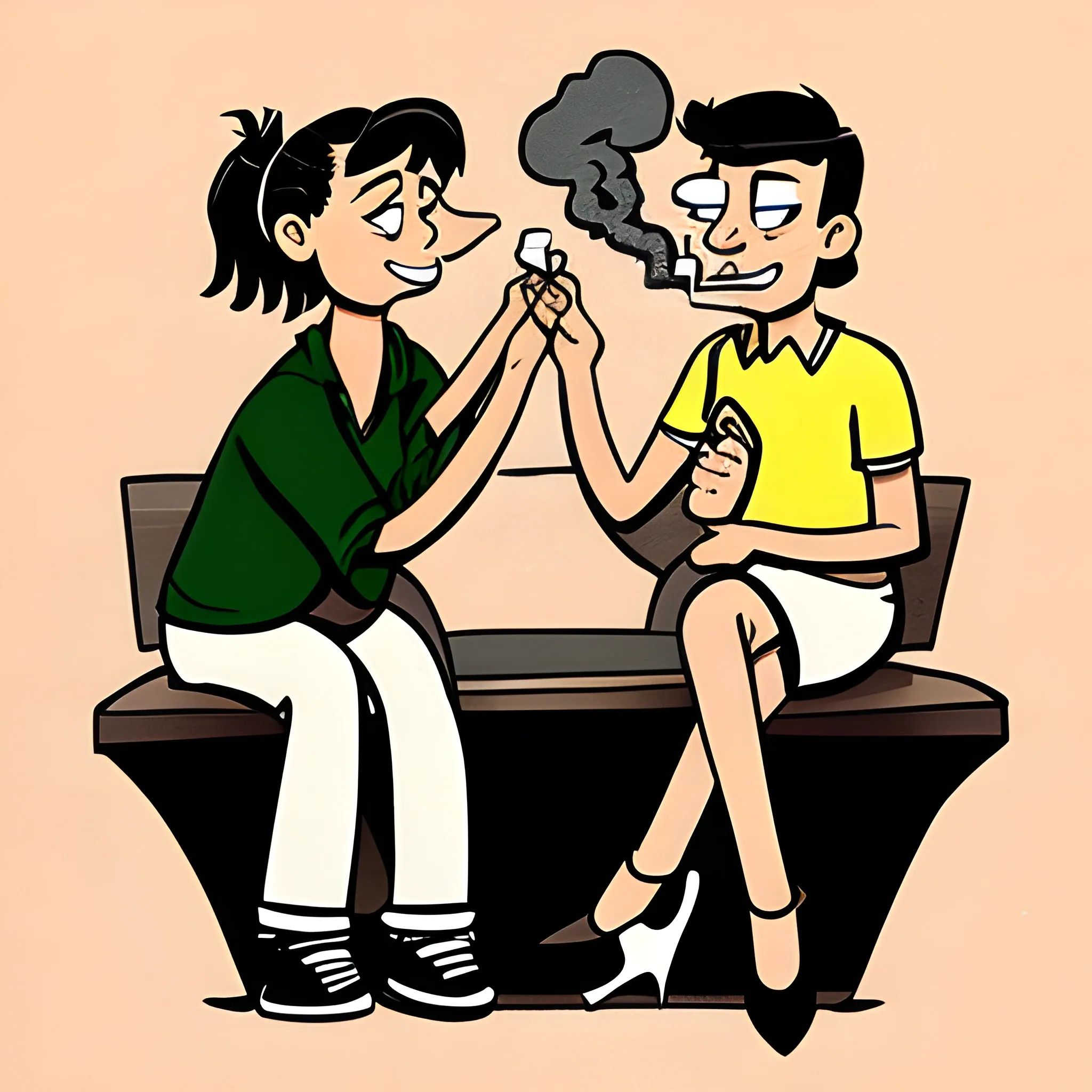 NO SMOKING ,Draw more than 2 people , Cartoon