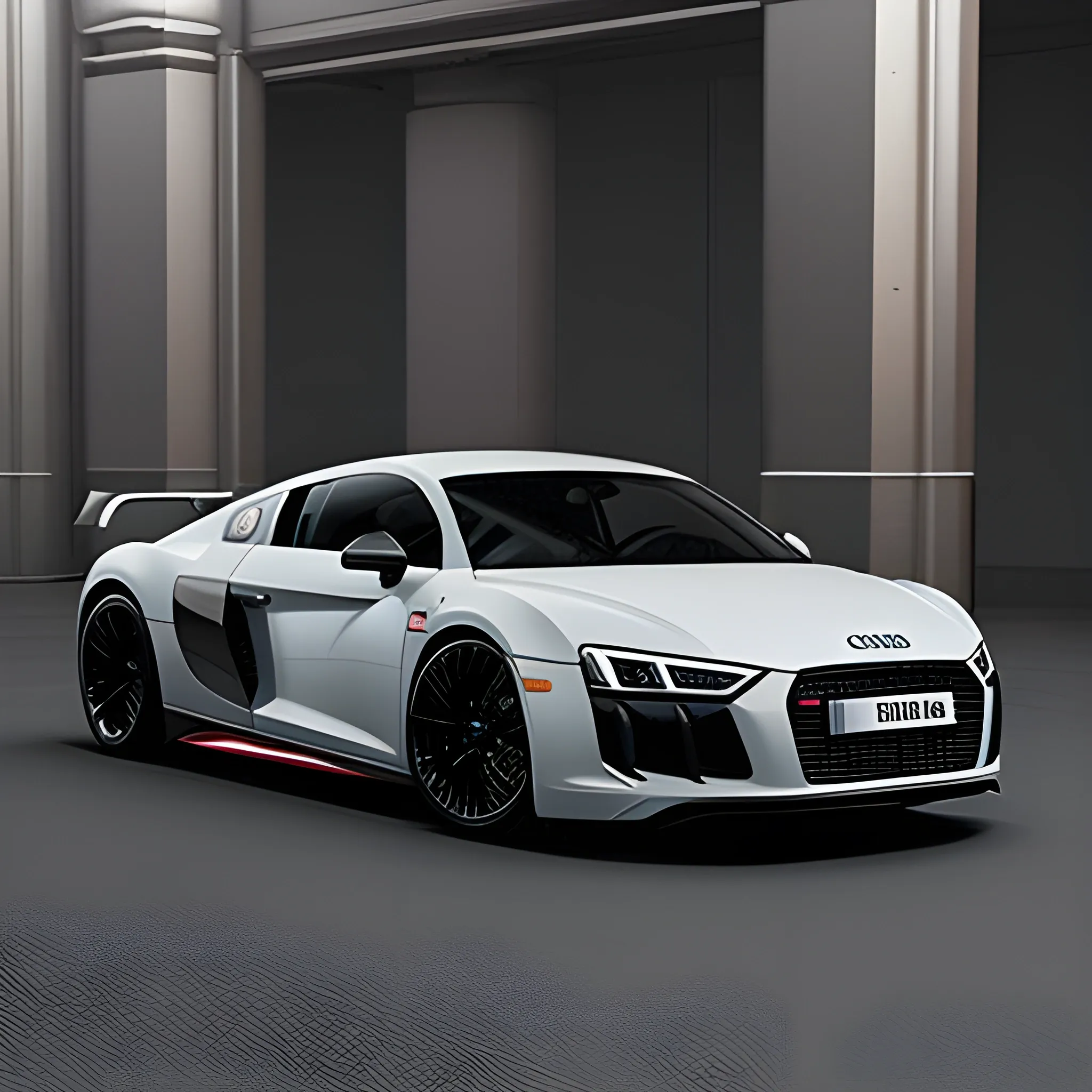 imagen realista del personaje rayo mqueen ambientado en un audi r8, 3D