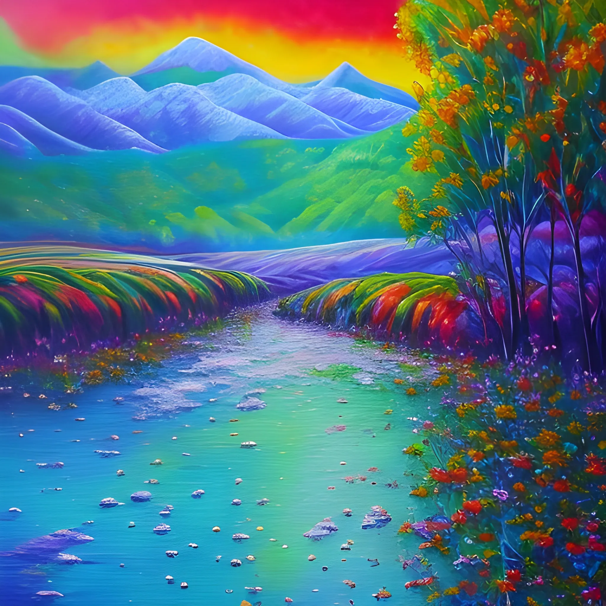 un paisaje, Trippy, Oil Painting