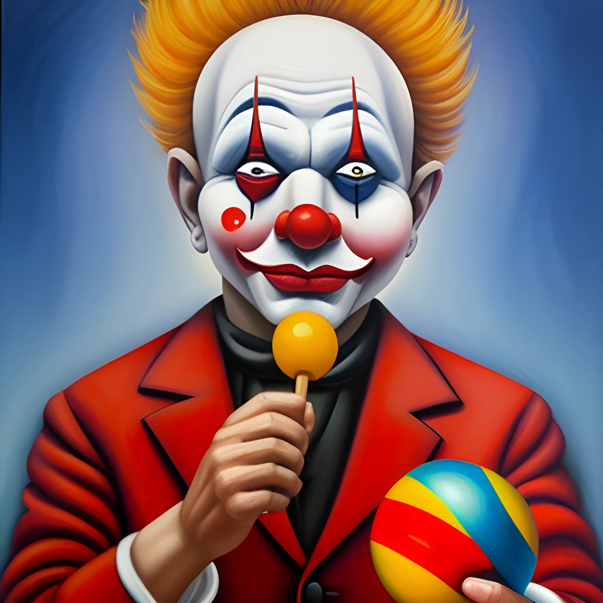 un payaso con una pipa, Oil Painting