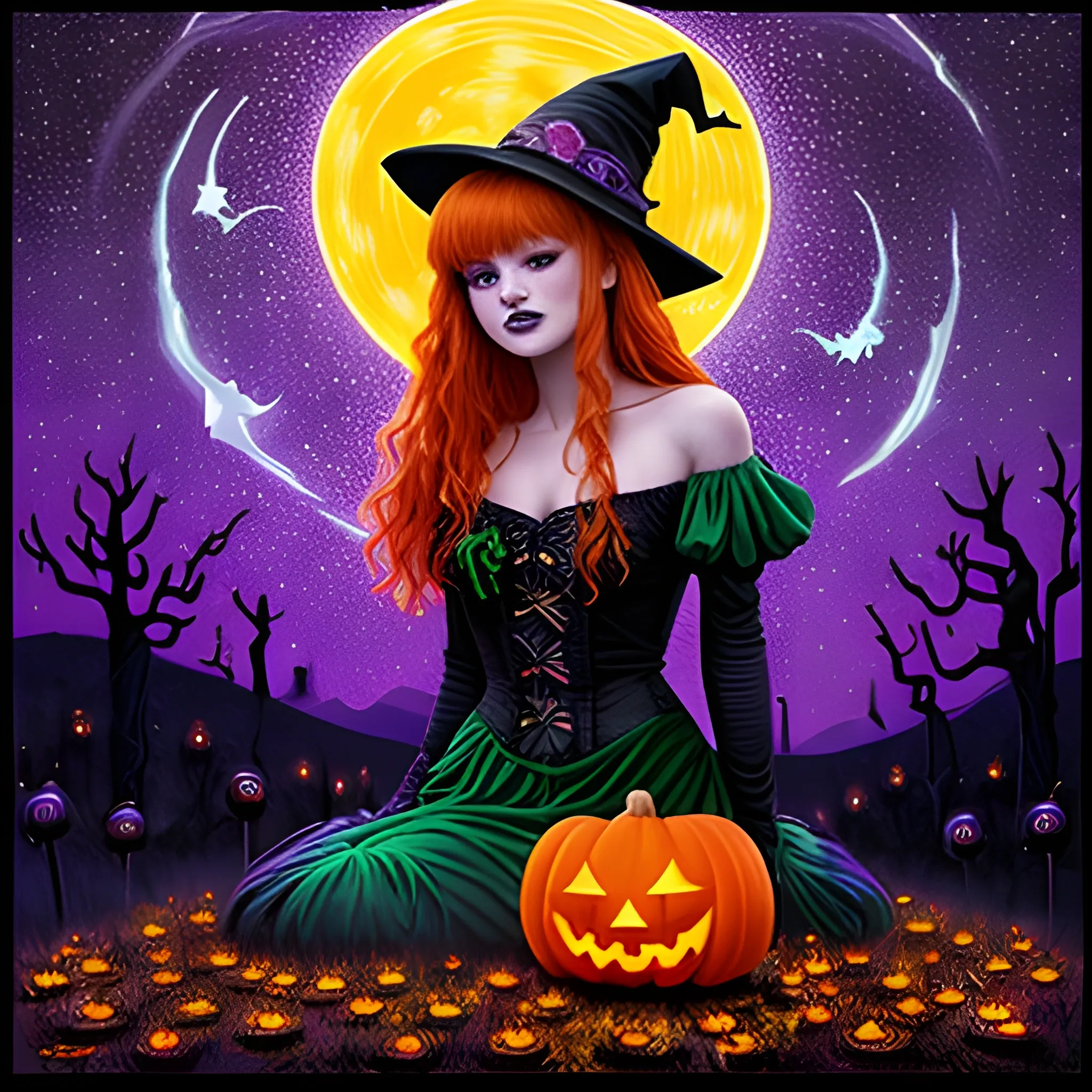 Bella Thorne / Sadie Sink face morph as a Halloween Witch, weari ...