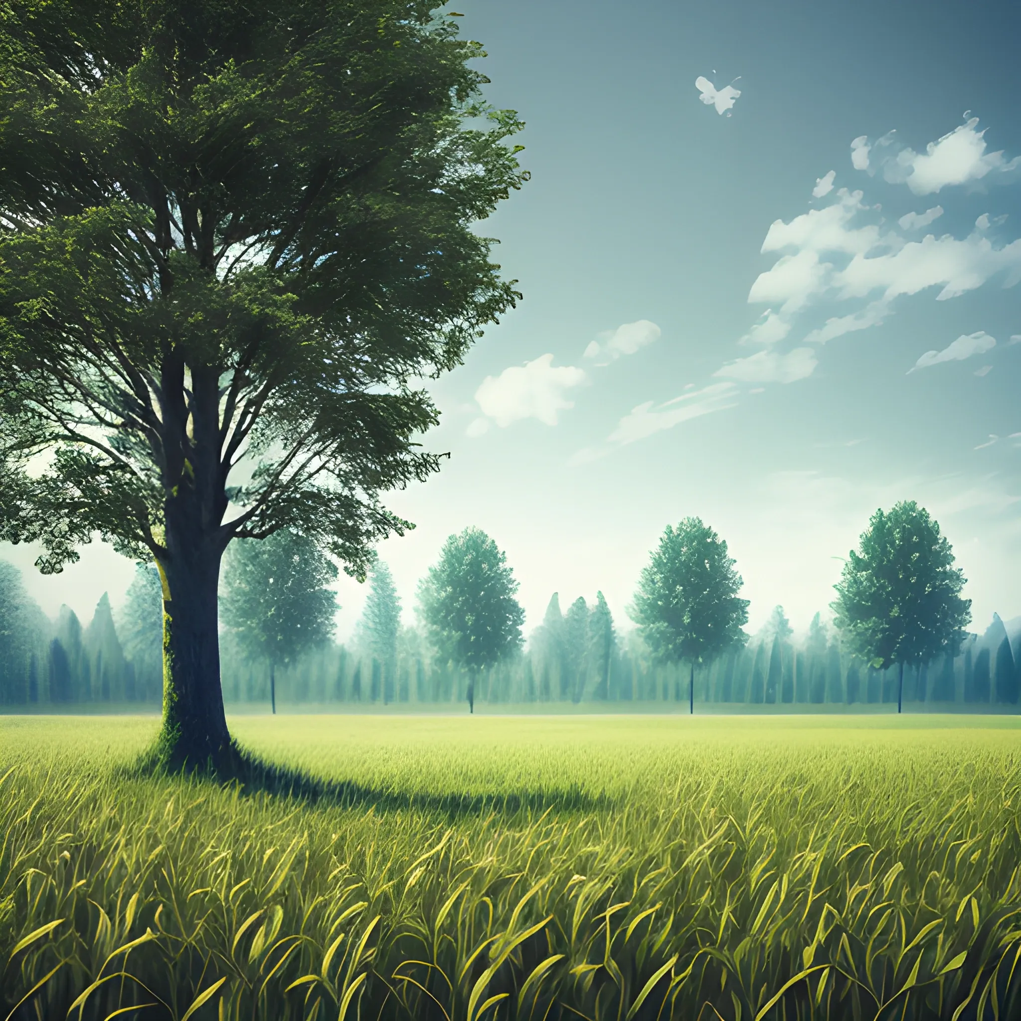 
Background trees, field, for photos (high quality, very realistic)