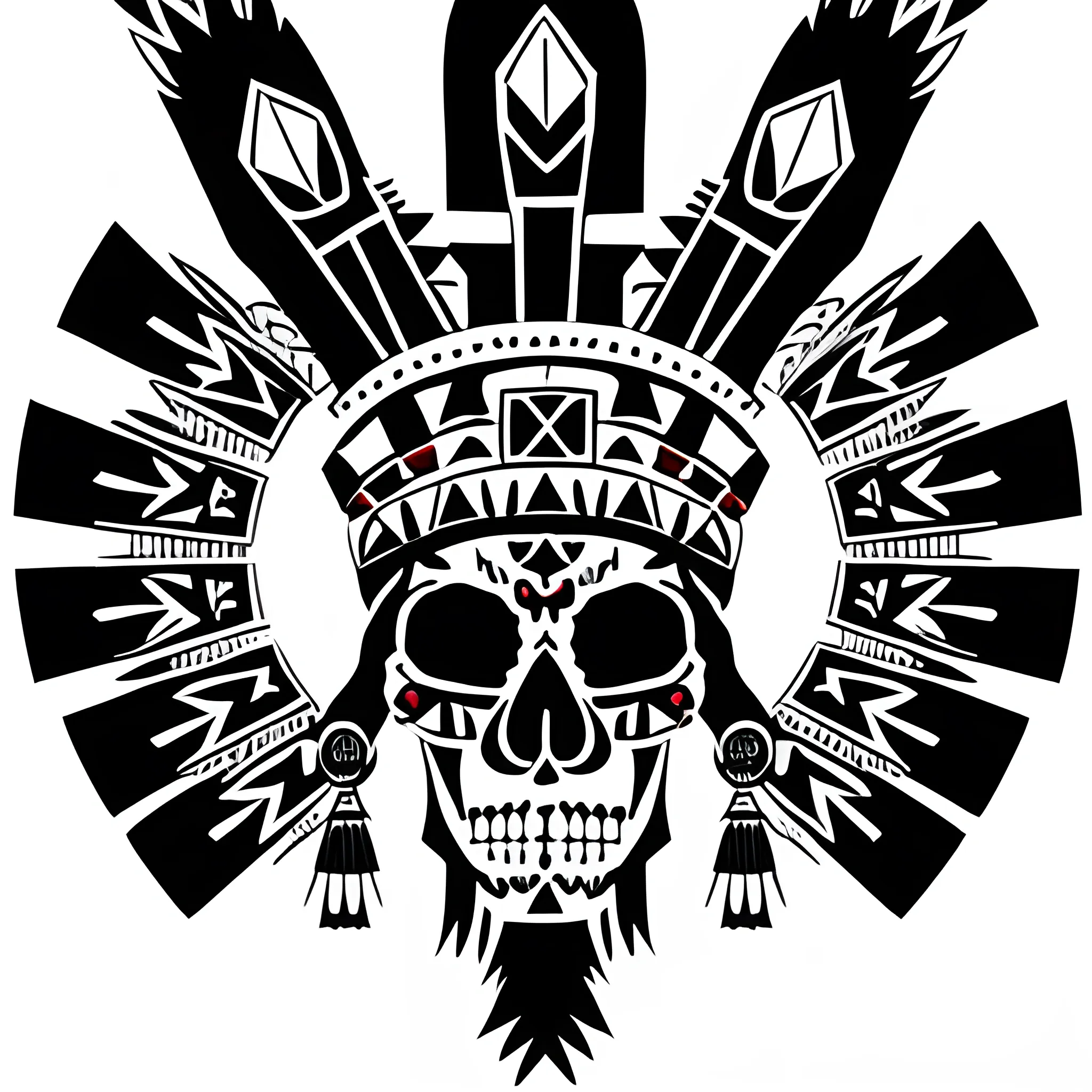 Aztec Indian Skull Vector Illustration:: tasmeemME.com