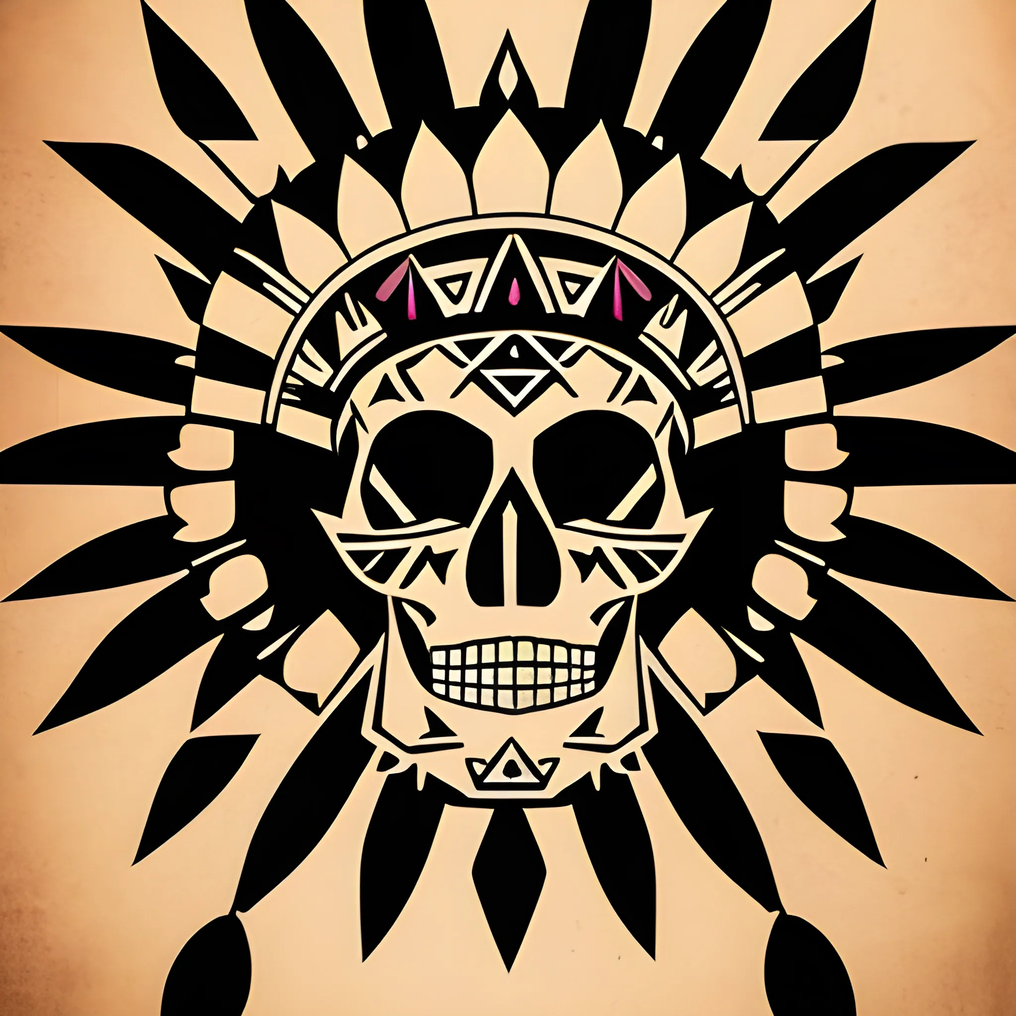 KREA - aztec yaotl warrior, noir, wolf aztec symbol, black and white, 4k
