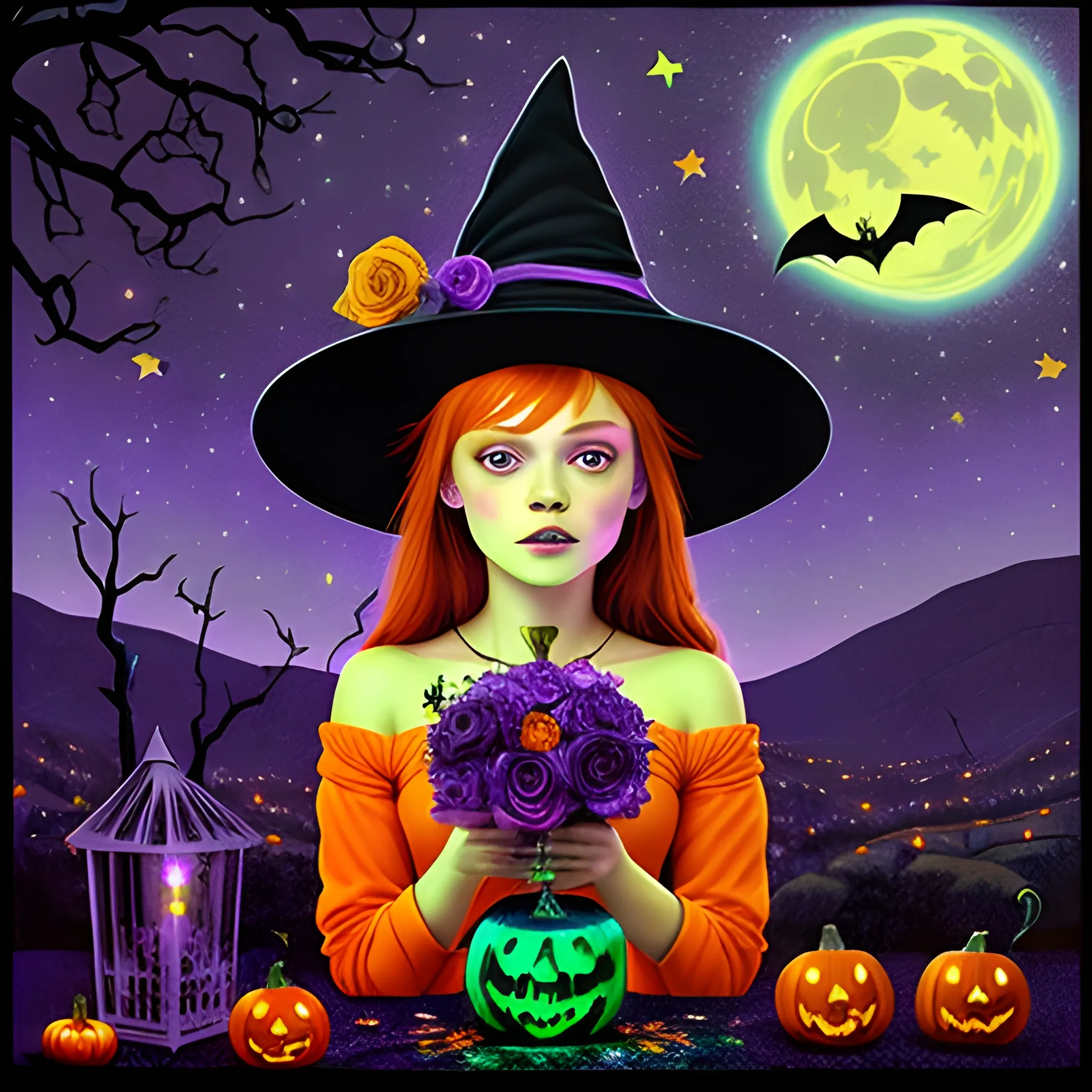 Bella Thorne / Sadie Sink face morph as a Halloween Witch, weari ...