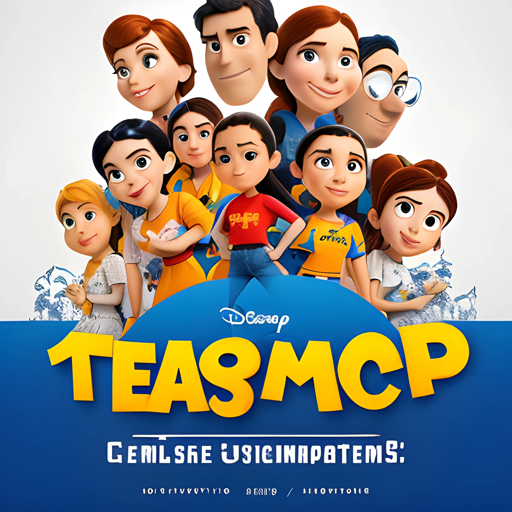 A Disney Pixar style title with the phrase 'EQUIPO TASU' with background white