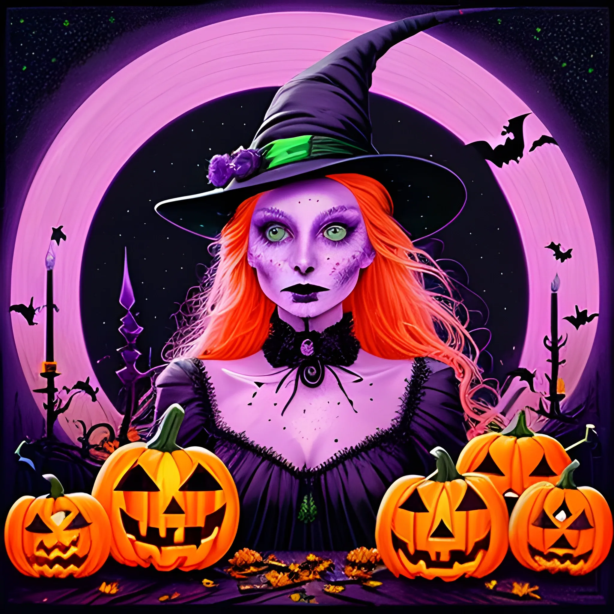 close-up, detailed face, Elsa Hosk as a Halloween Witch, wearing ...