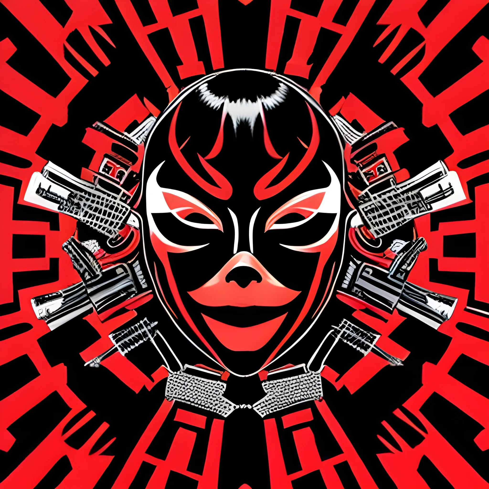 Black & Red wallpaper contains two masked & armed gangs , Trippy