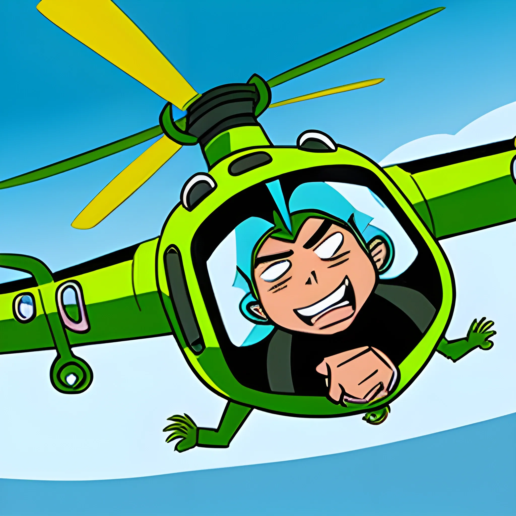 Perro volando en un helicoptero con ben 10, Cartoon