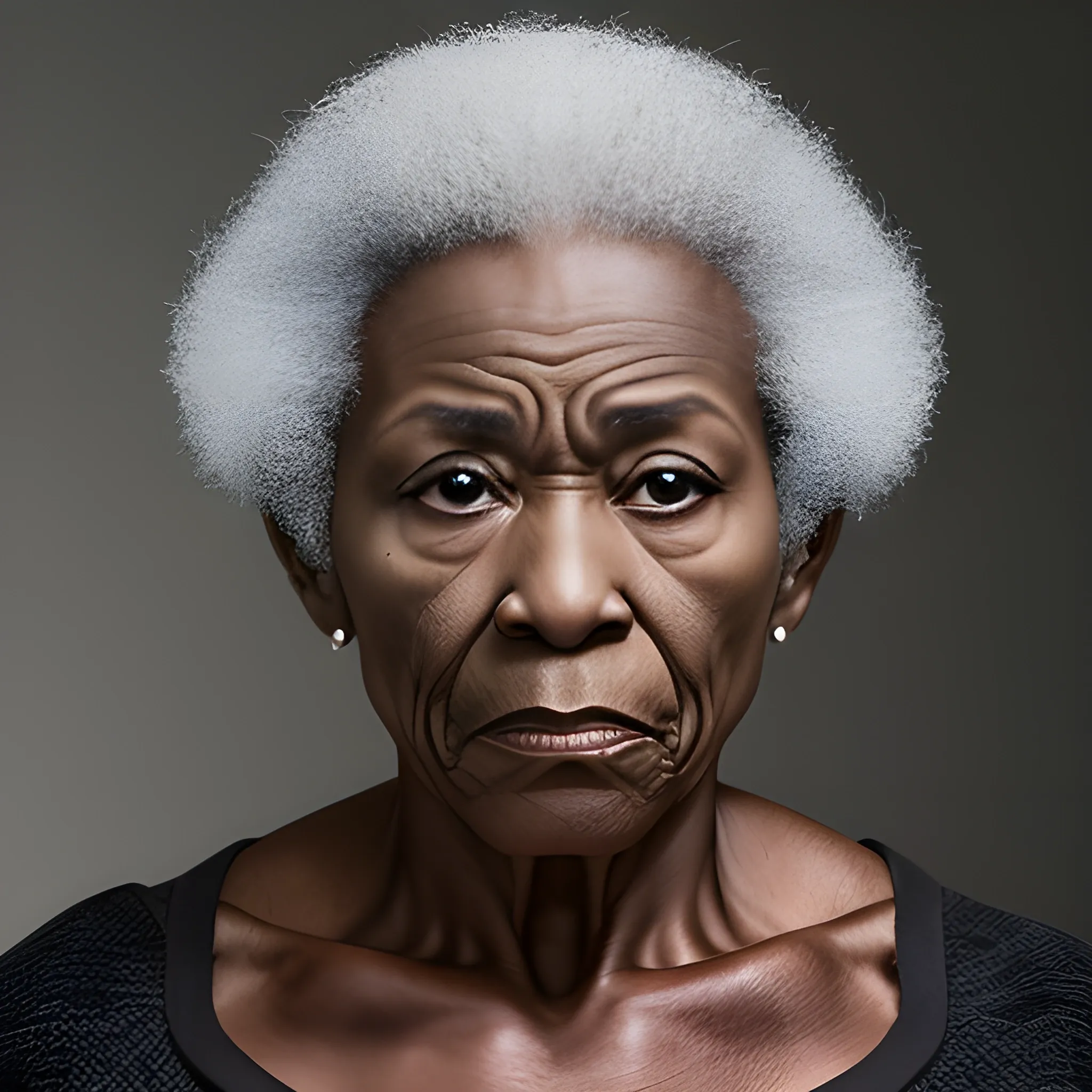  black muscular serious  older woman 