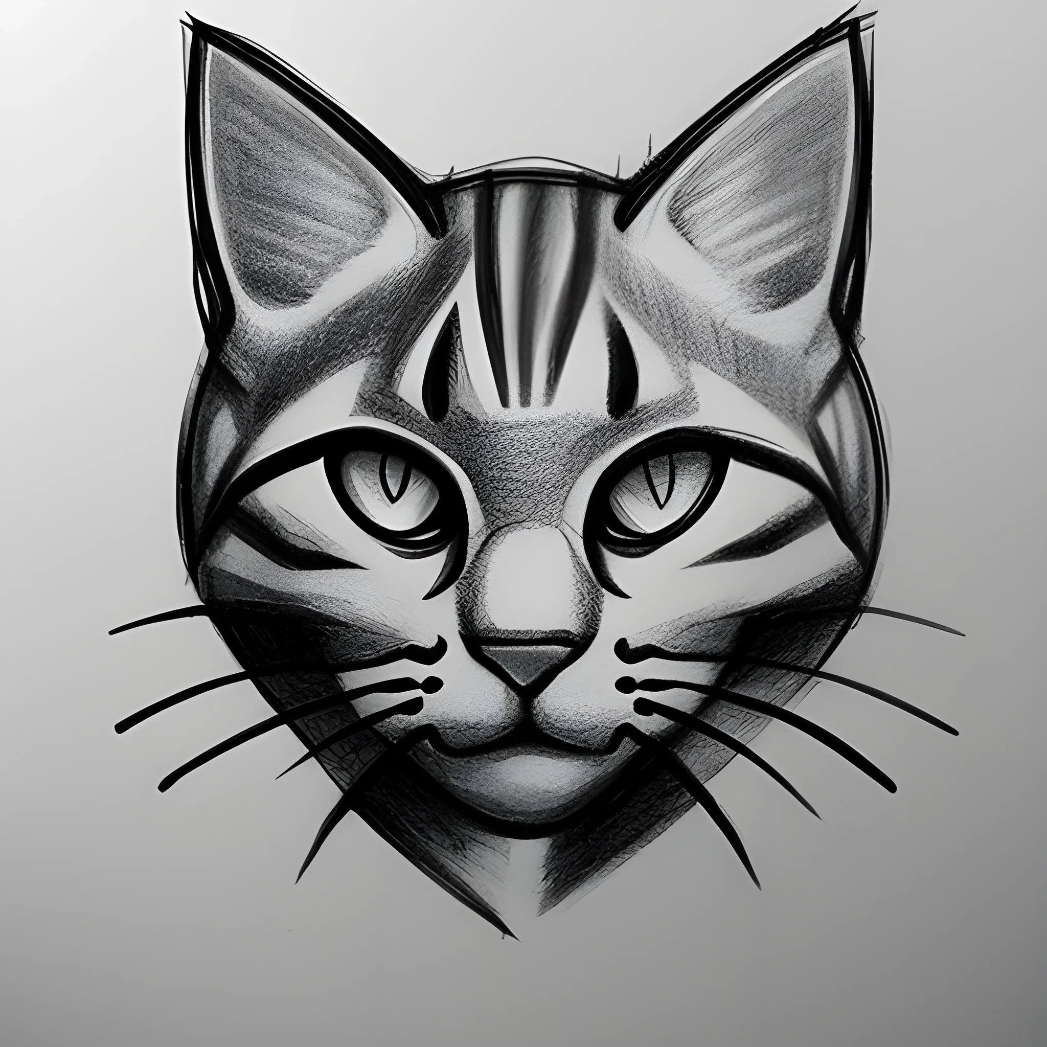 Logo gato hecho de huellas, Pencil Sketch