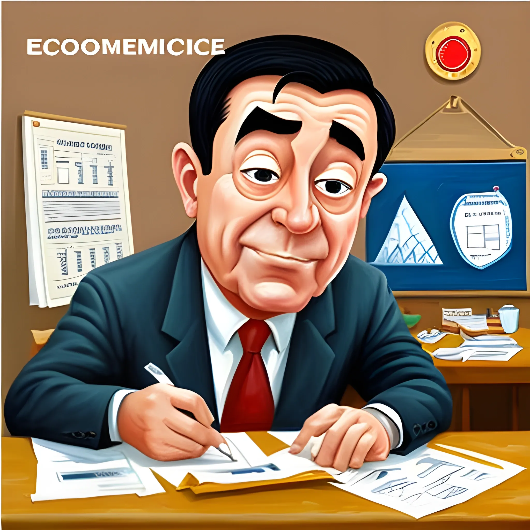 economics instructions, Cartoon, Oil Painting