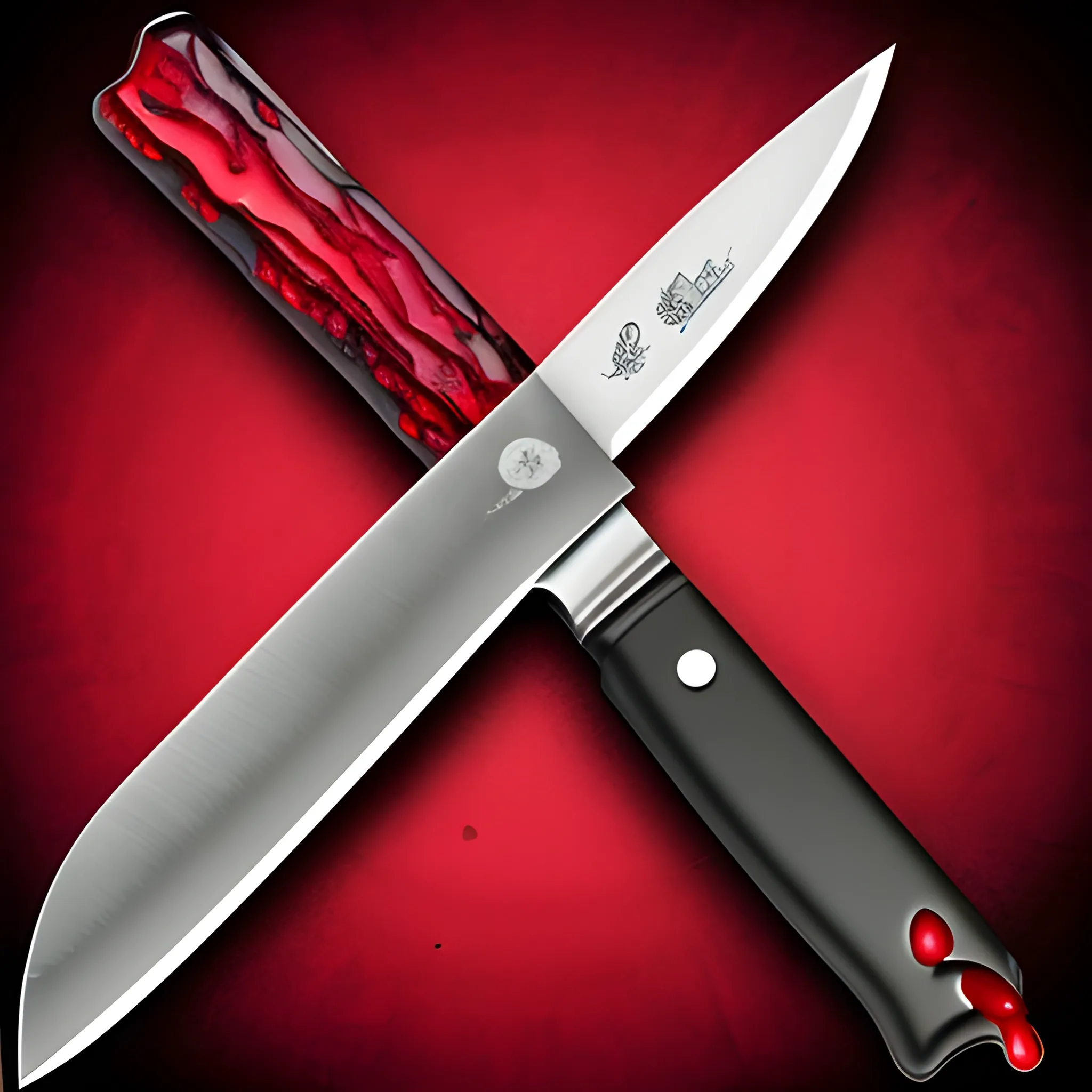 a knife with blood, Trippy