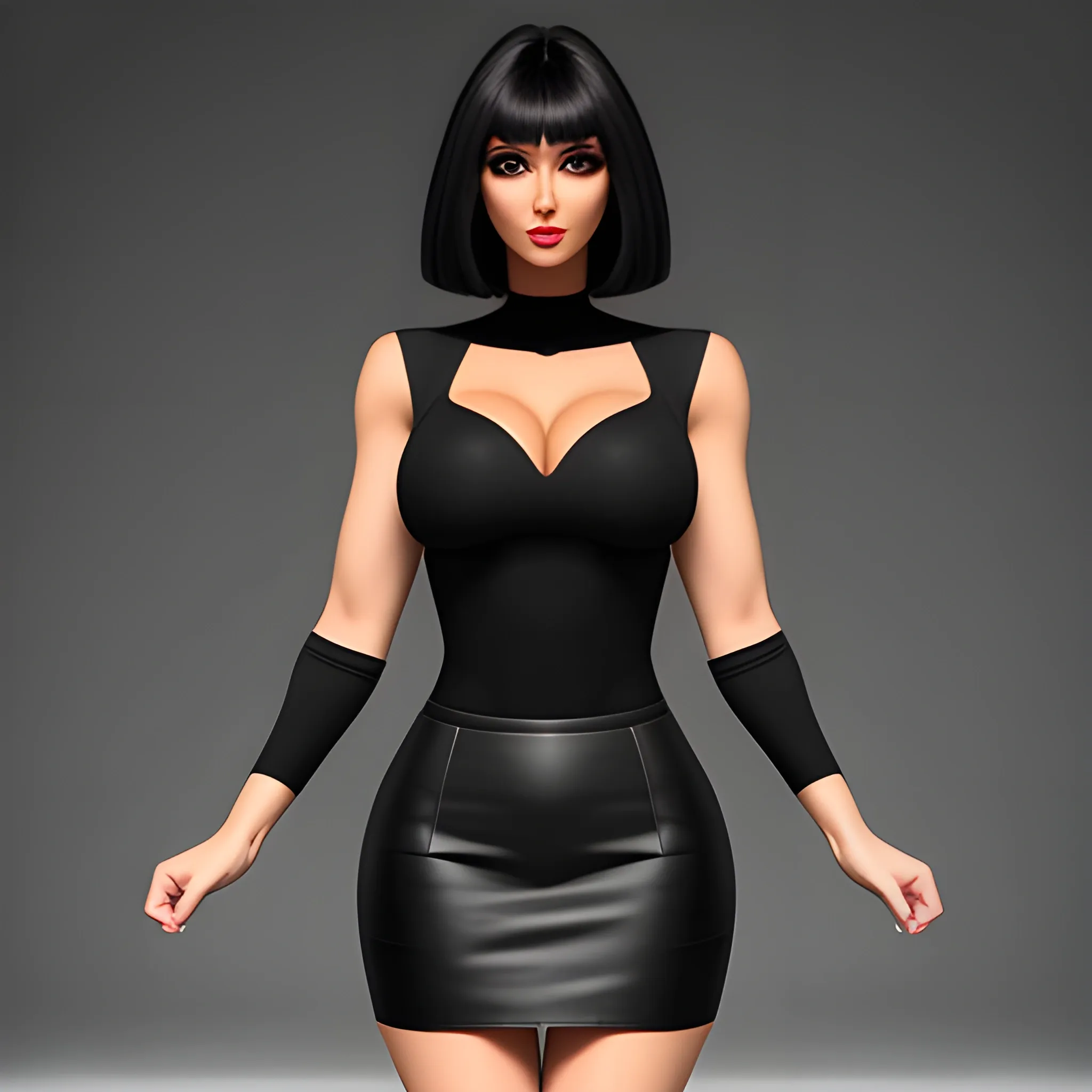 hot sexy girl, tight black miniskirt, realistic, Dora
