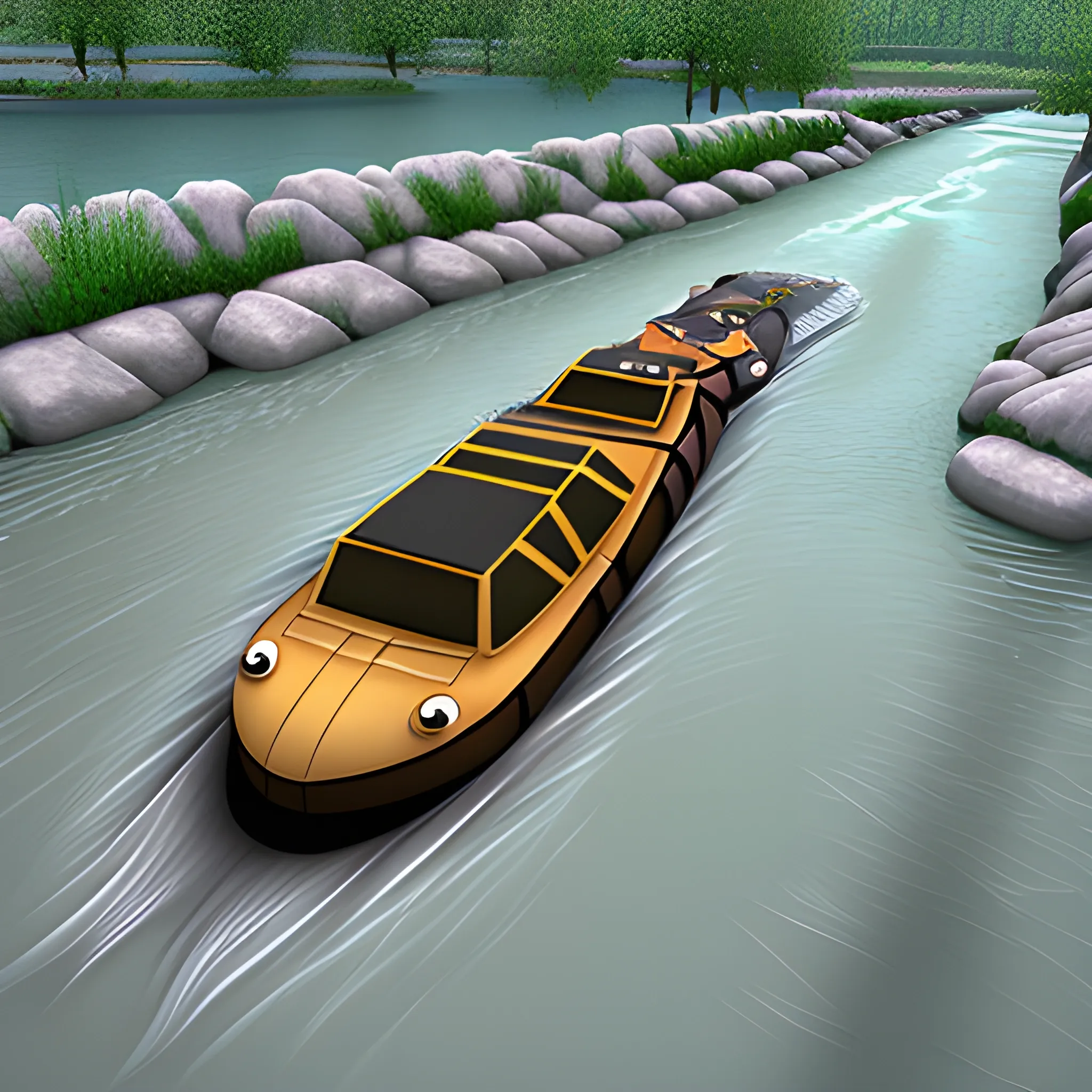 River, Cartoon, , 3D