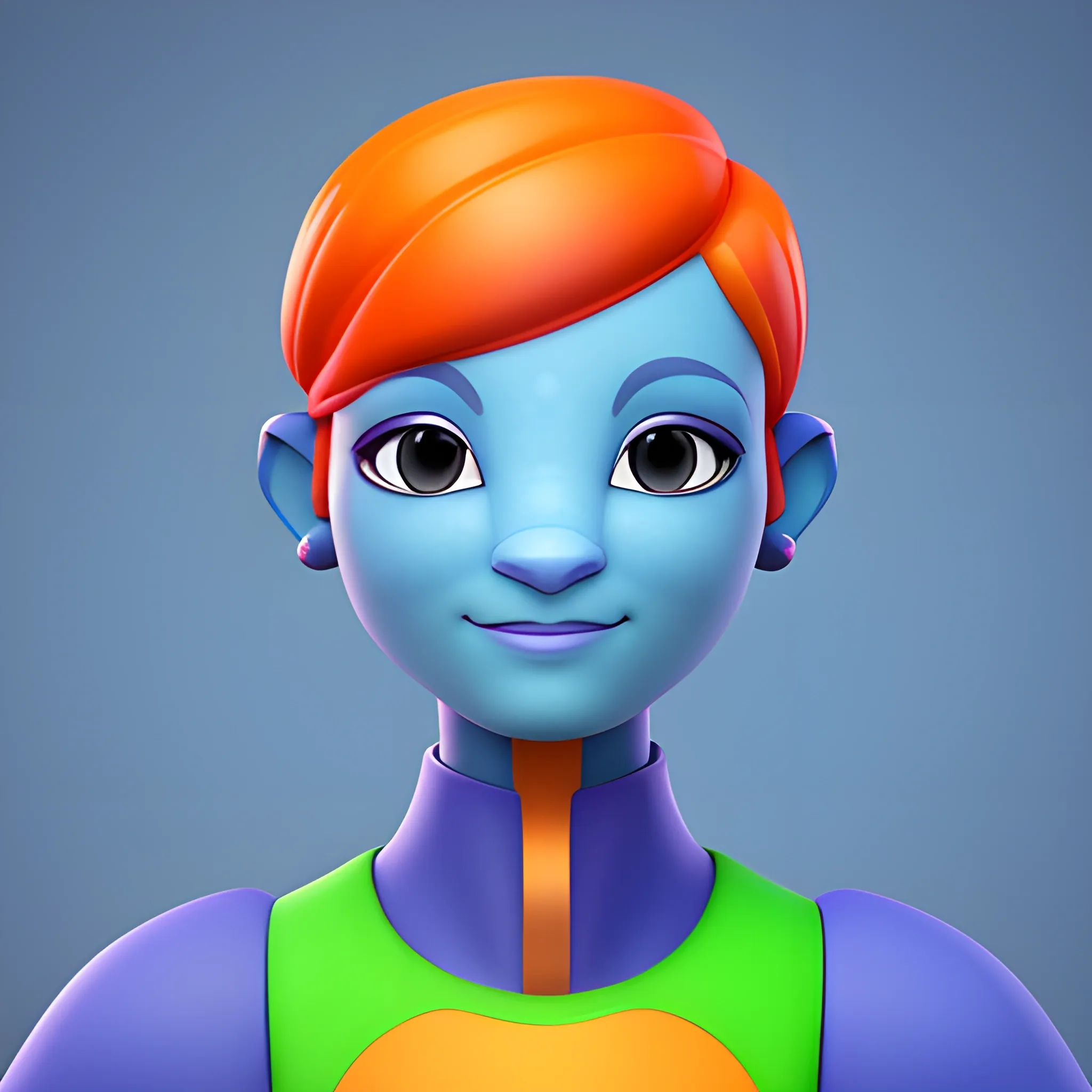 3D Avatar Design, "Playful, Cute, Colorful, Animated, Quirky, " "Unity, " "Blend shape rigging, " "Bright and vibrant lighting, " "Overhead camera angle, " "Cartoon rendering, " "By David Rodriguez" --ar 9:16