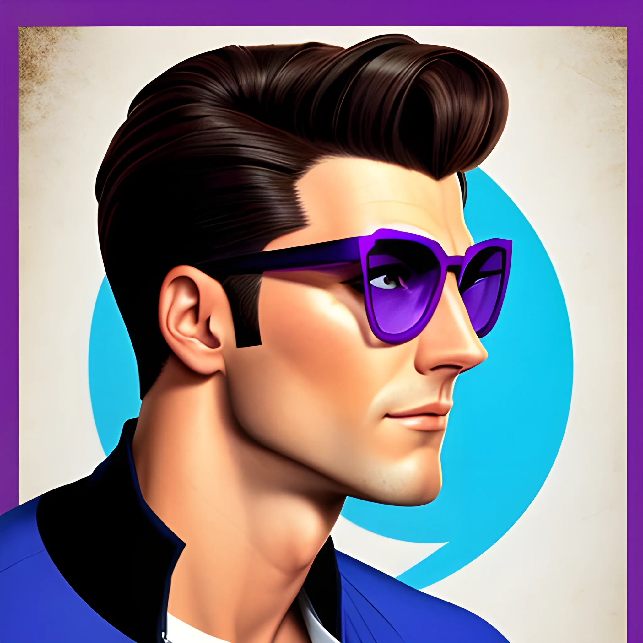 A Disney poster for "Hero" with a young white boy, purple varsity jacket over a blue baseball tshirt, black glasses, hazel eyes, short dark brown faux hawk hairstyle
