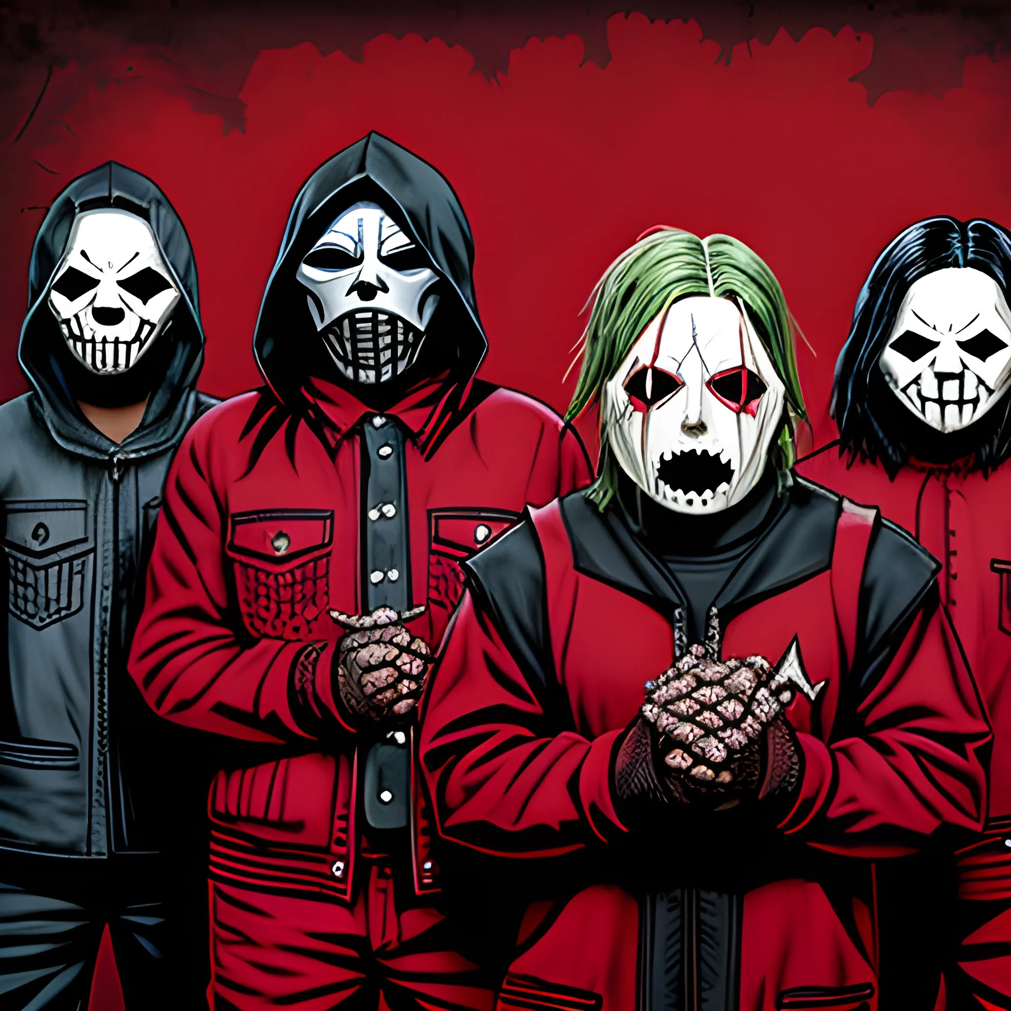 slipknot trajes rojos, Cartoon