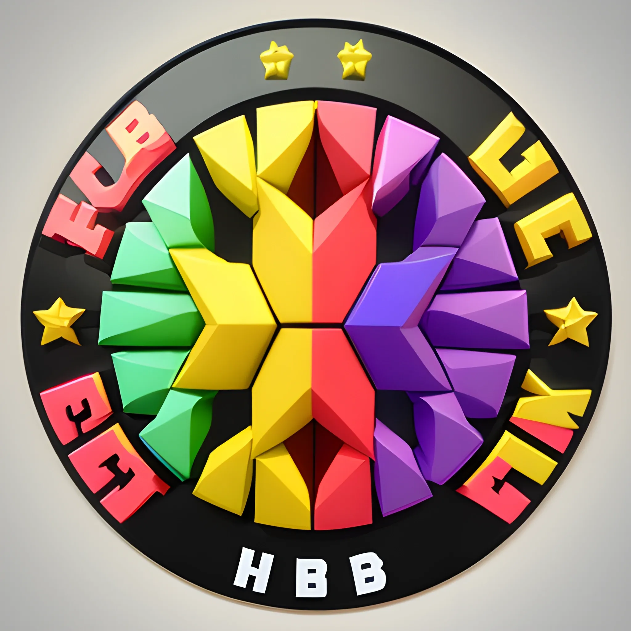 Huba Team bright logo, 3D